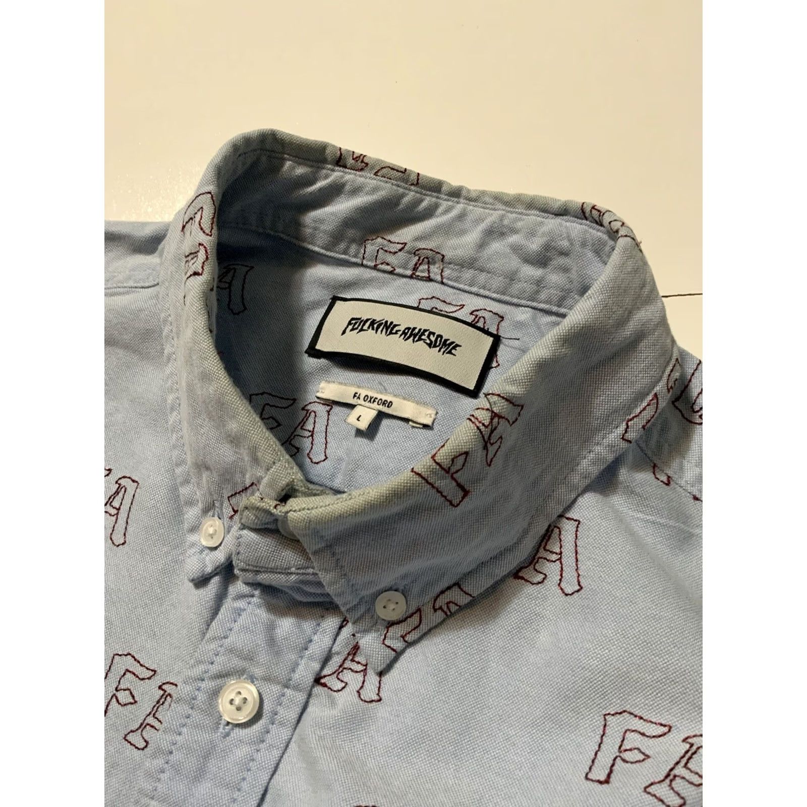 Fucking Awesome Fucking Awesome FA Oxford Blue One Pocket Button Down L/S Shirt Sz. L Mens Size US L / EU 52-54 / 3 - 7 Thumbnail