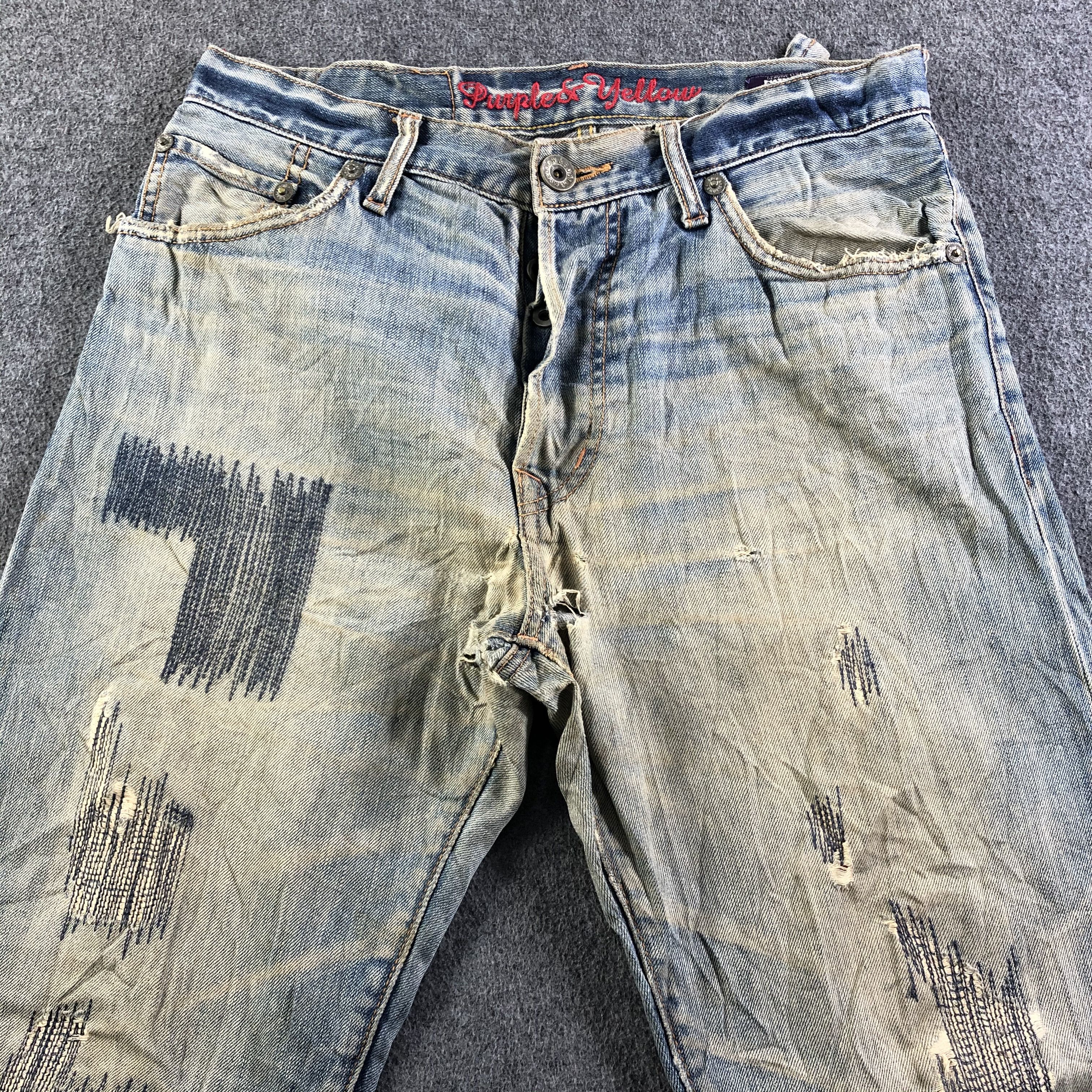 Japanese Brand Vintage Purple & Yellow Redline Jeans-J3846 Size US 32 / EU 48 - 3 Thumbnail