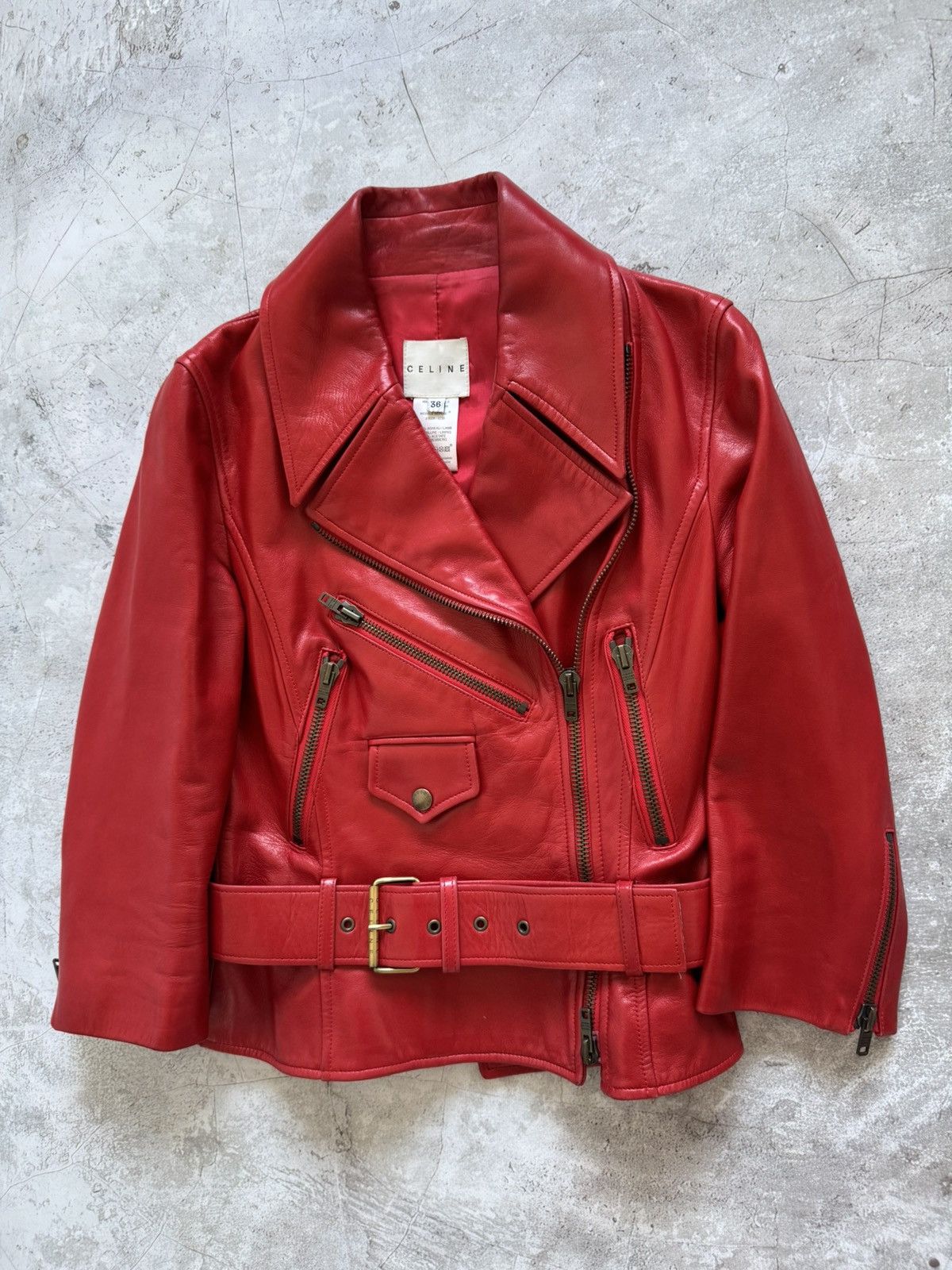 Celine Celine leather biker jacket Size XS / US 0-2 / IT 36-38 - 1 Thumbnail