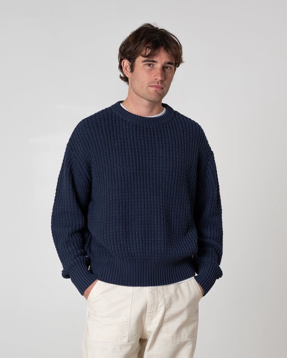 Every Other Thursday Every Other Thursday Cotton Fisherman Sweater Navy Medium Size US M / EU 48-50 / 2 - 1 Thumbnail