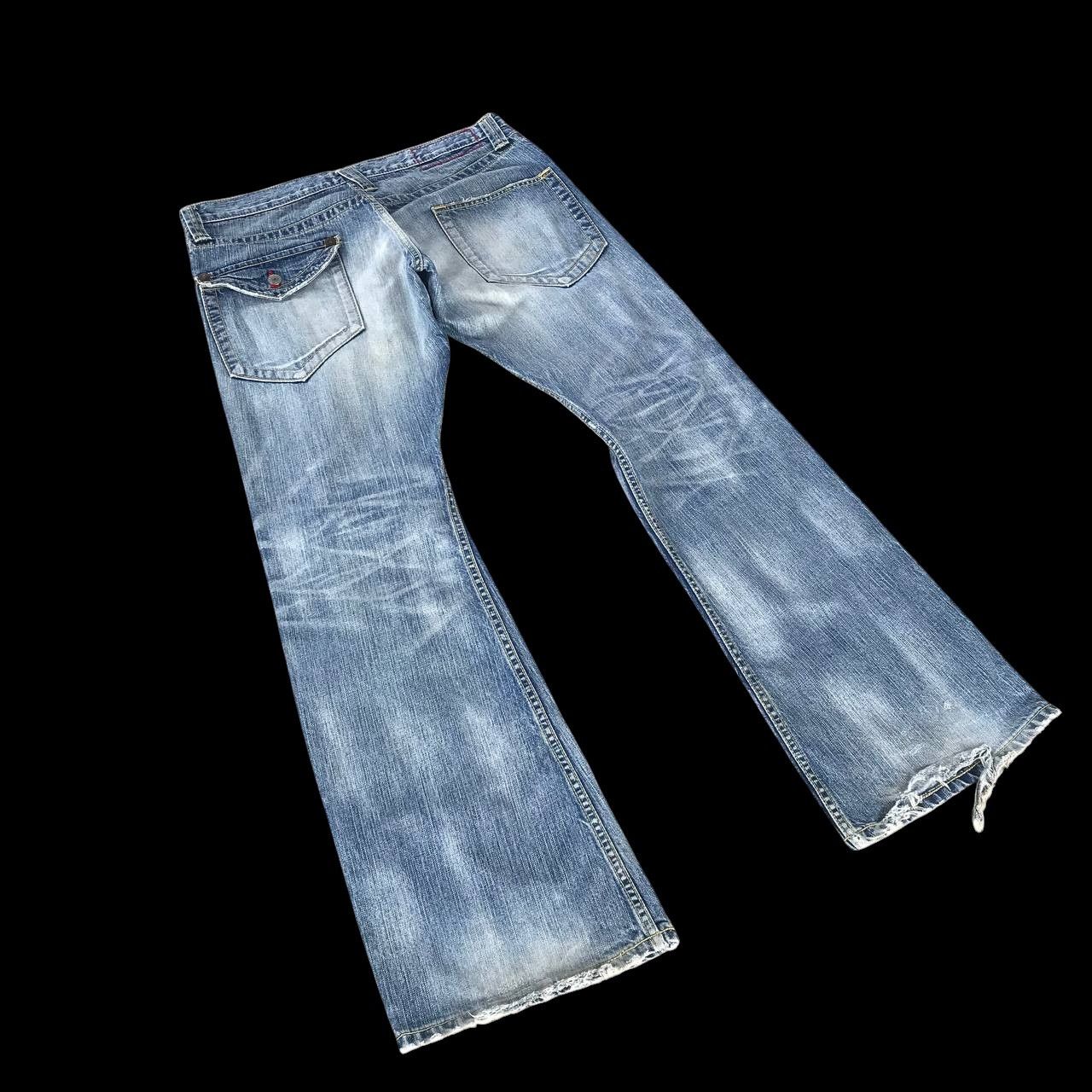 Blue Blue Japan FLARED BLUEWAY JAPAN DISTRESSED LOWRISE DENIM W33x33 Size US 33 - 14 Thumbnail