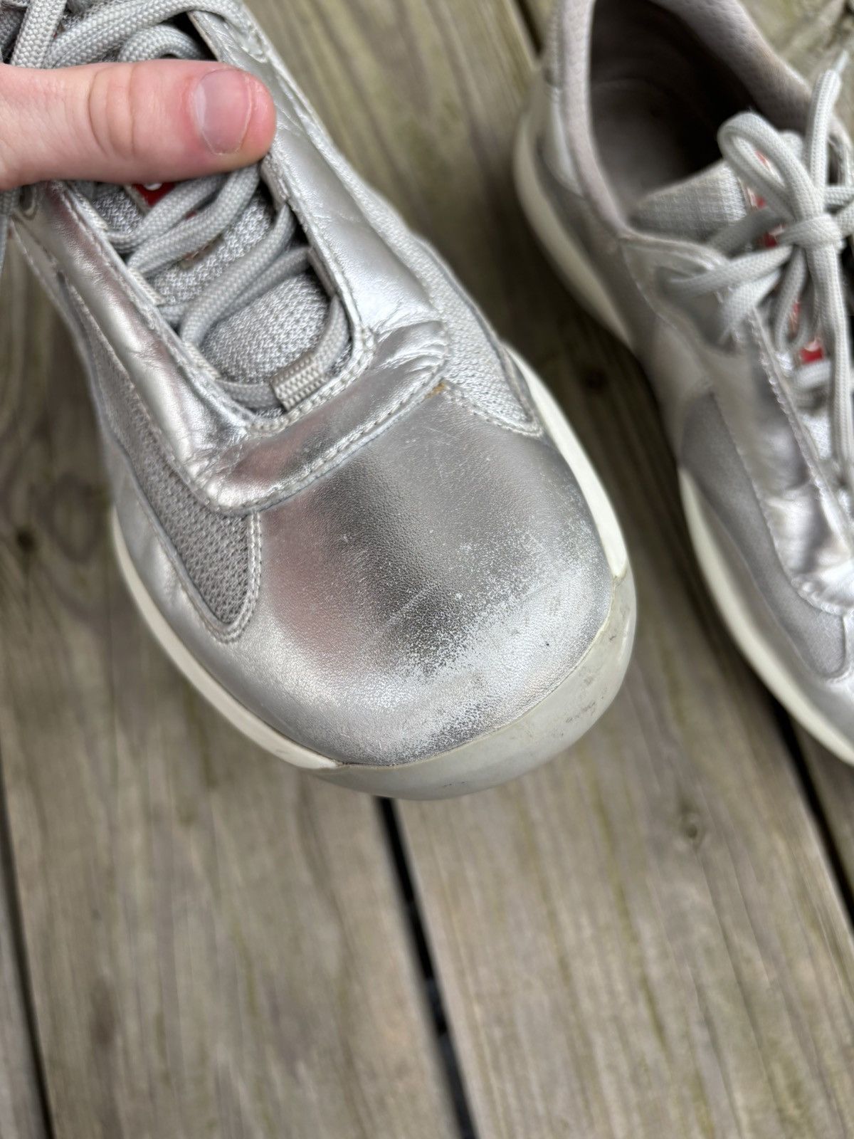 Prada Americas Cup Silver Leather Size 9 Size US 9 / EU 42 - 6 Thumbnail