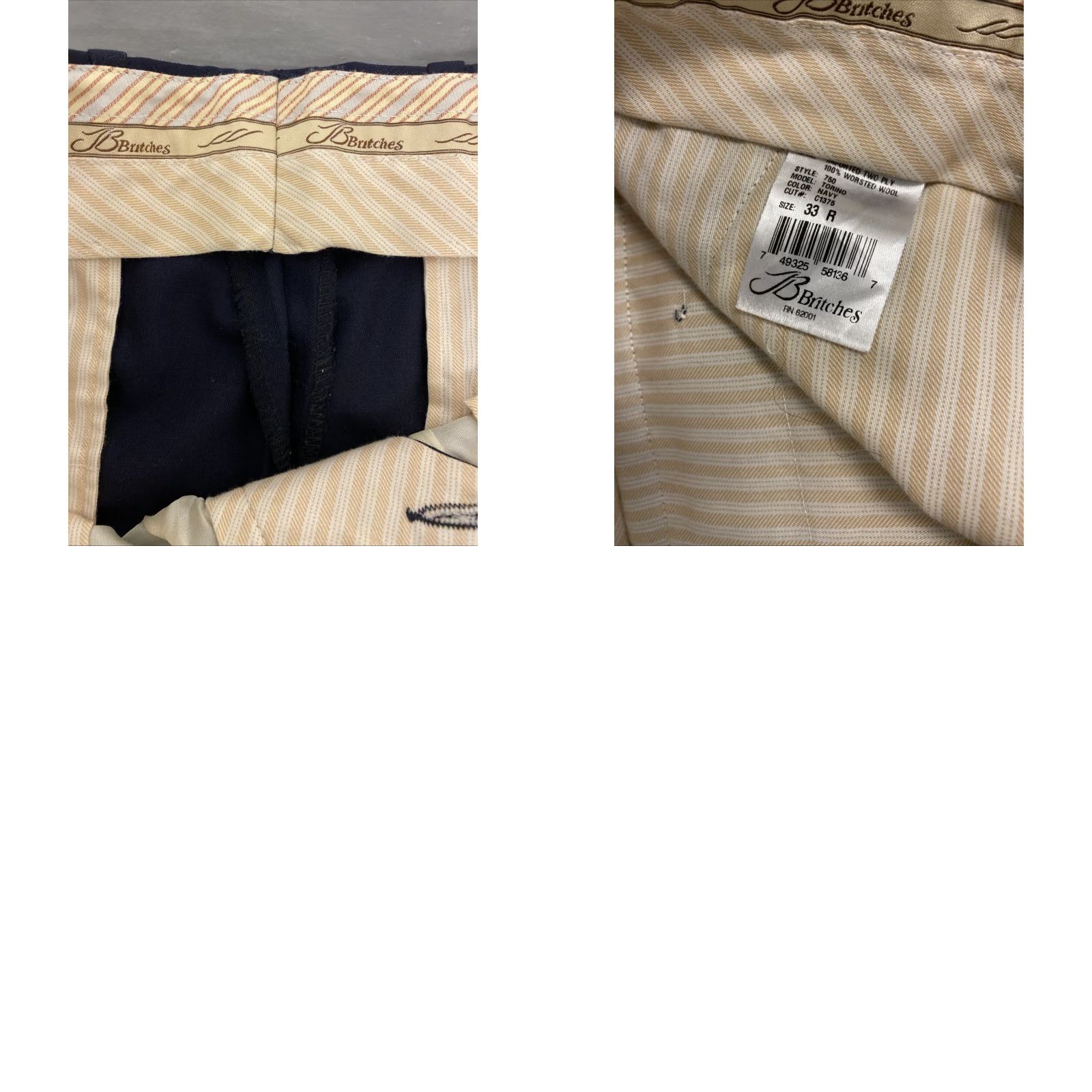 Vintage JB Britches Dress Pants Men’s 33x29 Navy Wool Cuffed Pleated Zip Regular Inseam 29 100% Wool Style: Dress Pants Size US 33 - 8 Thumbnail