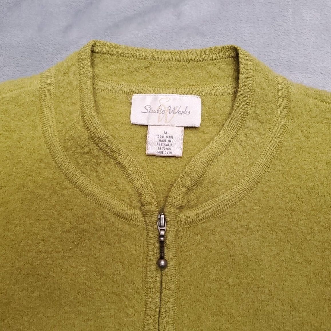 Vintage VINTAGE Studio Works Wool Cardigan Womens M Green 100% Wool Full Zip Australia Knitted Pockets Casual Womens Size M / US 6-8 / IT 42-44 - 3 Thumbnail