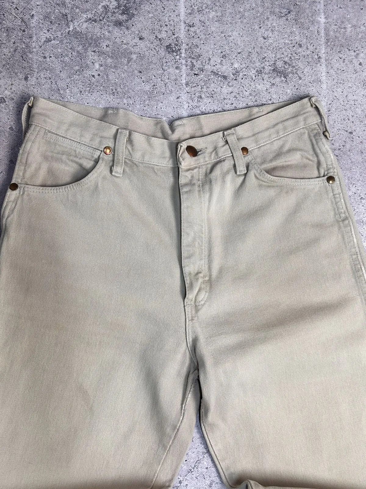 Guidi Wrangler Vintage USA 80s Beige Denim Pants Straight Fit 32 Size US 32 / EU 48 - 4 Thumbnail