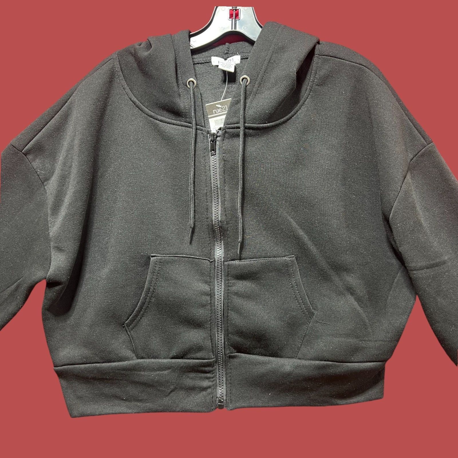 rue21 Rue 21 - Women's Long Sleeve Hooded Sweatshirt - Black - Ext Size XL / US 12-14 / IT 48-50 - 10 Thumbnail