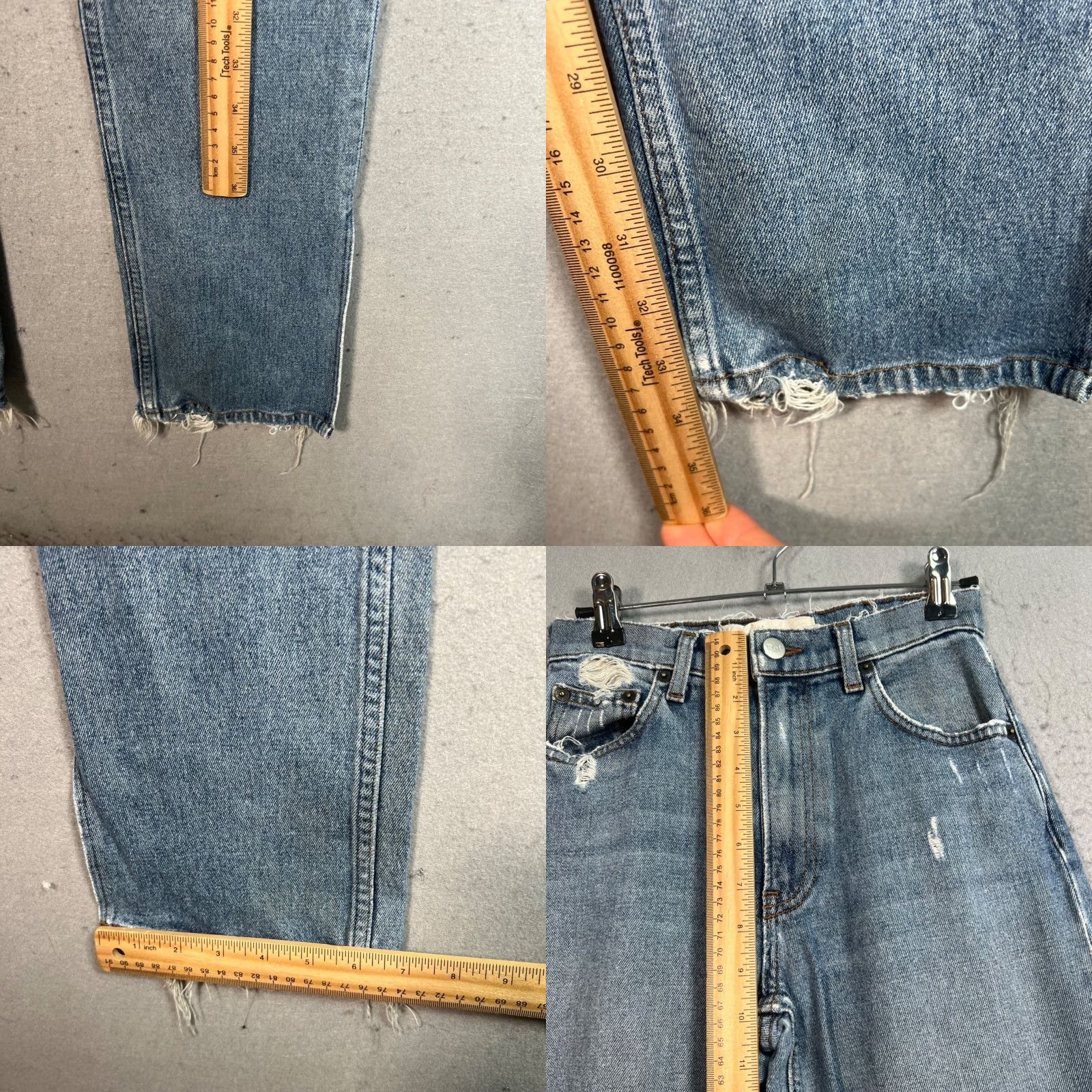 Reformation Reformation Jeans Perri Denim Distressed Blue 23 High-Rise Womens Straight Jeans Size 40" / US 18 - 8 Thumbnail