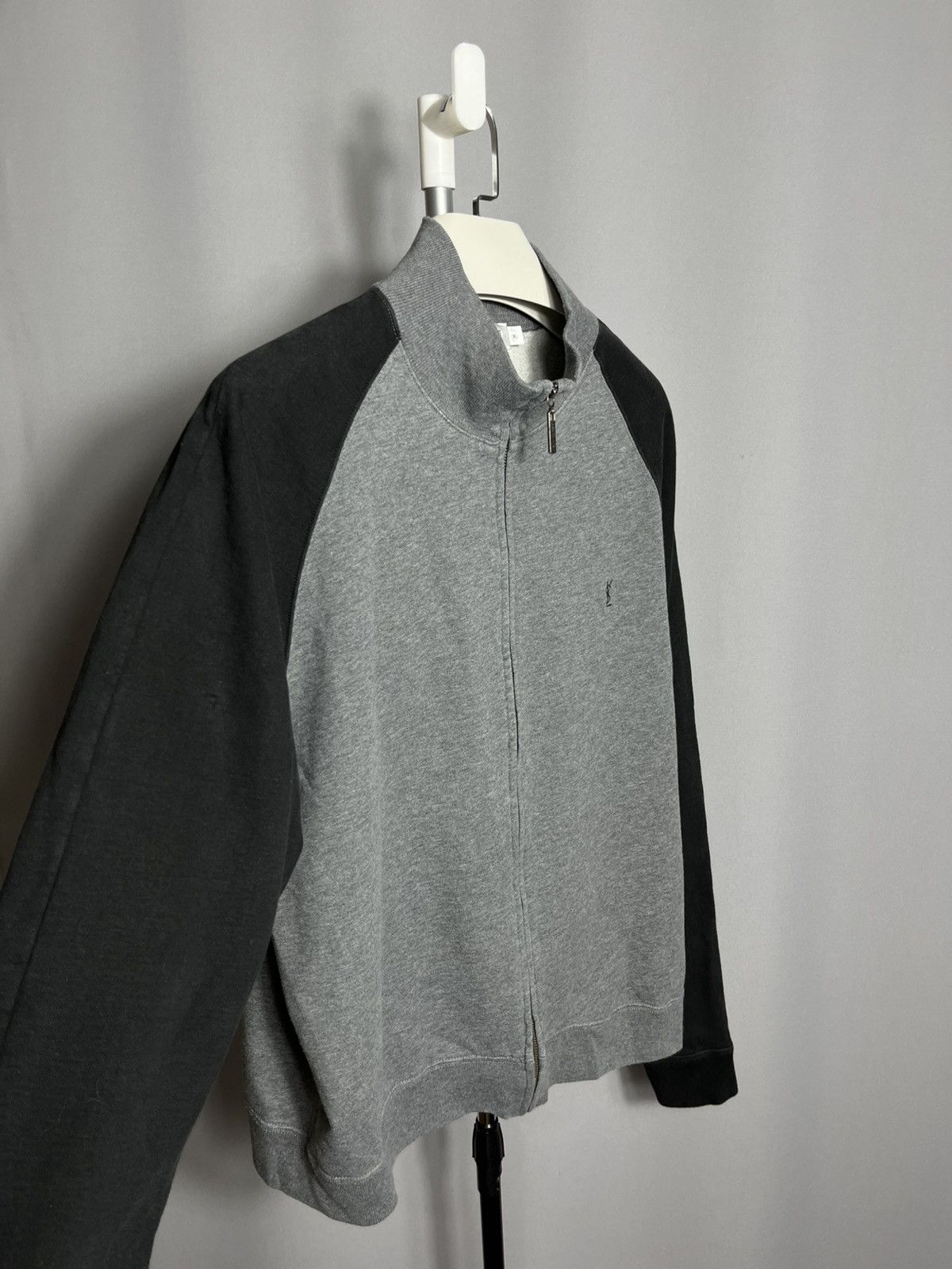 YVES SAINT LAURENT ZIP-THROUGH SWEATSHIRT Grey Cotton