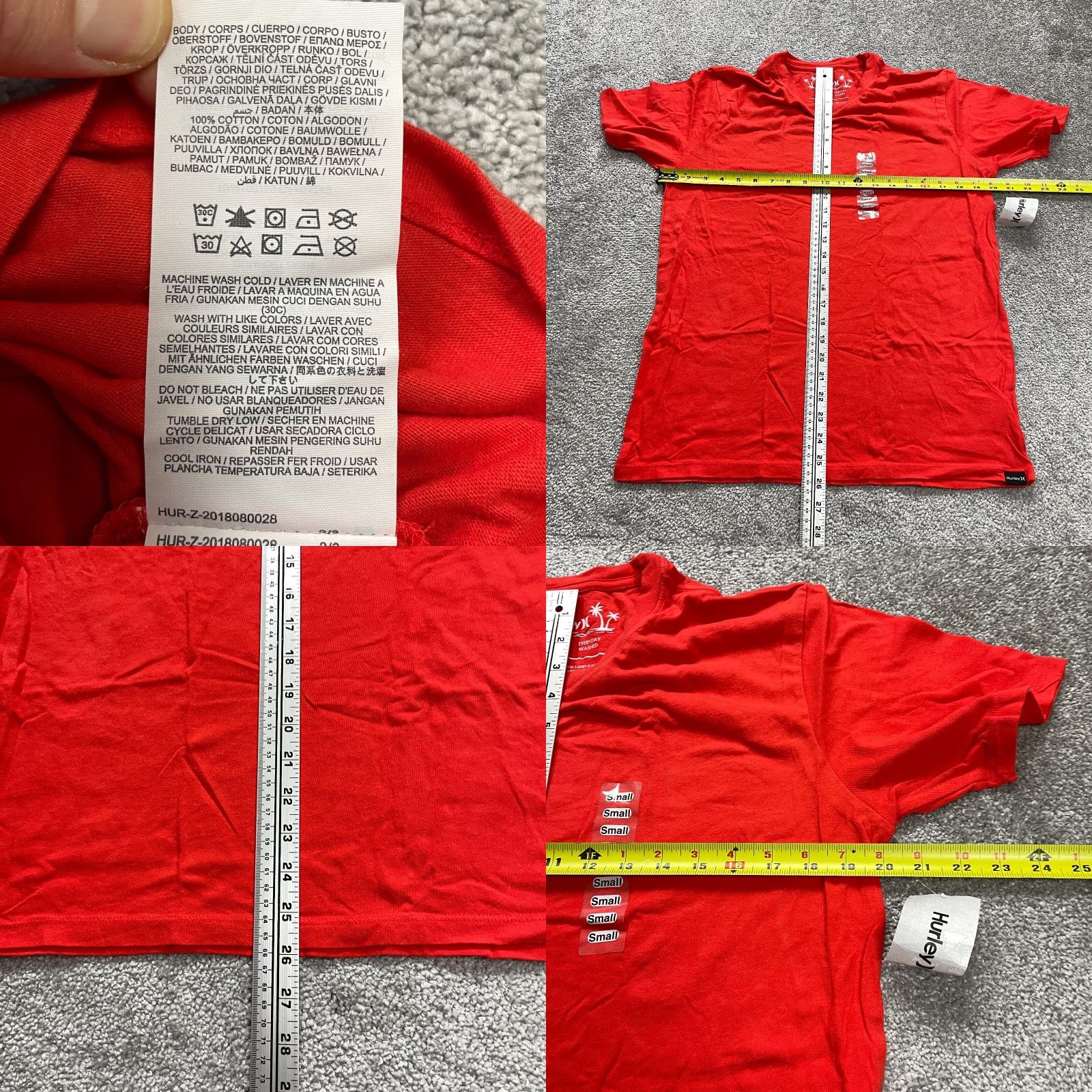 Hurley Hurley Basic Tee T-Shirt Men S Red Crew Neck Short Sleeve Top NWT New Size US S / EU 44-46 / 1 - 8 Thumbnail