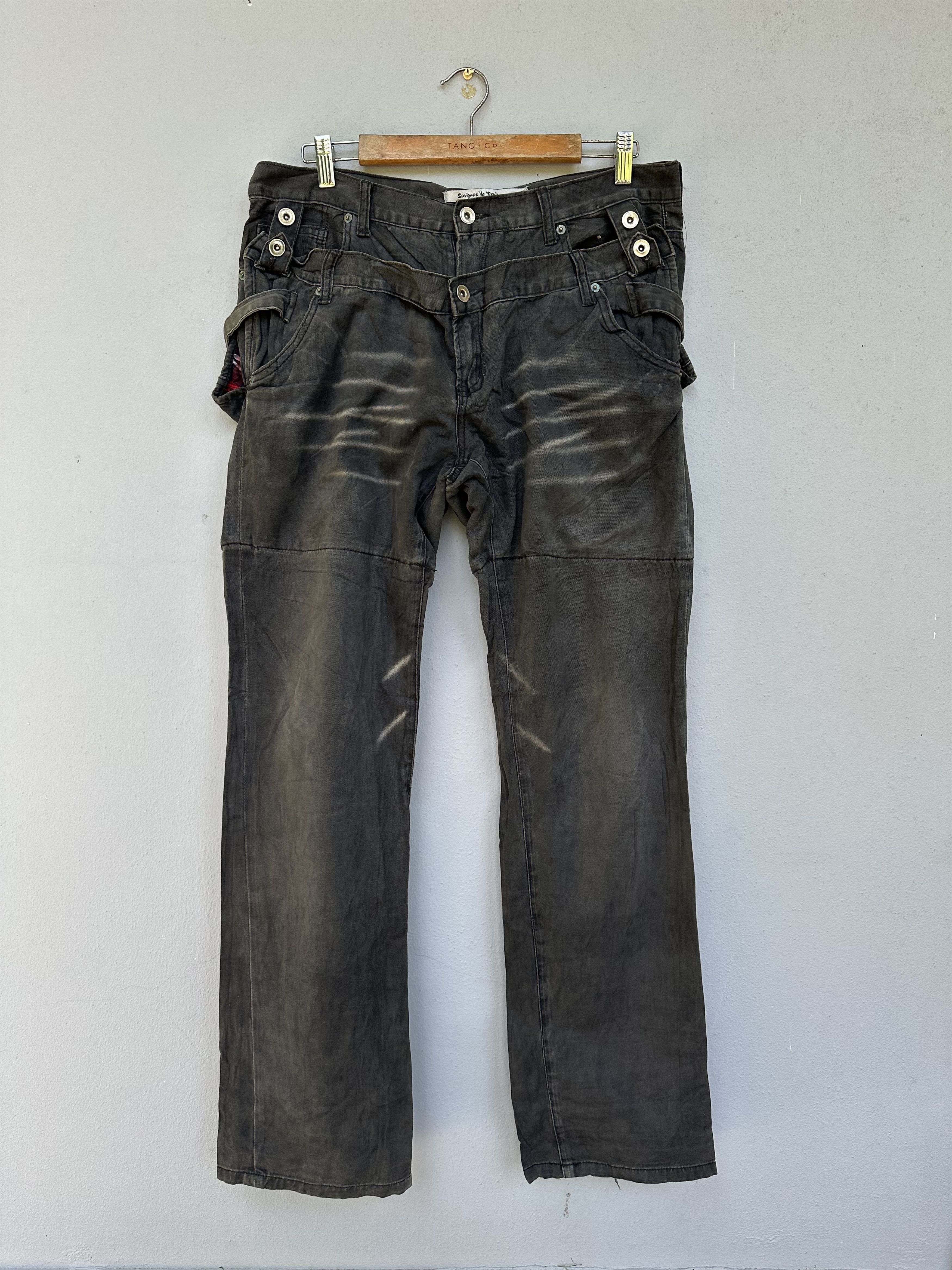 Japanese Brand Rare Savignac De Denim Double Waist Seditionaries Distressed Size US 32 / EU 48 - 2 Thumbnail