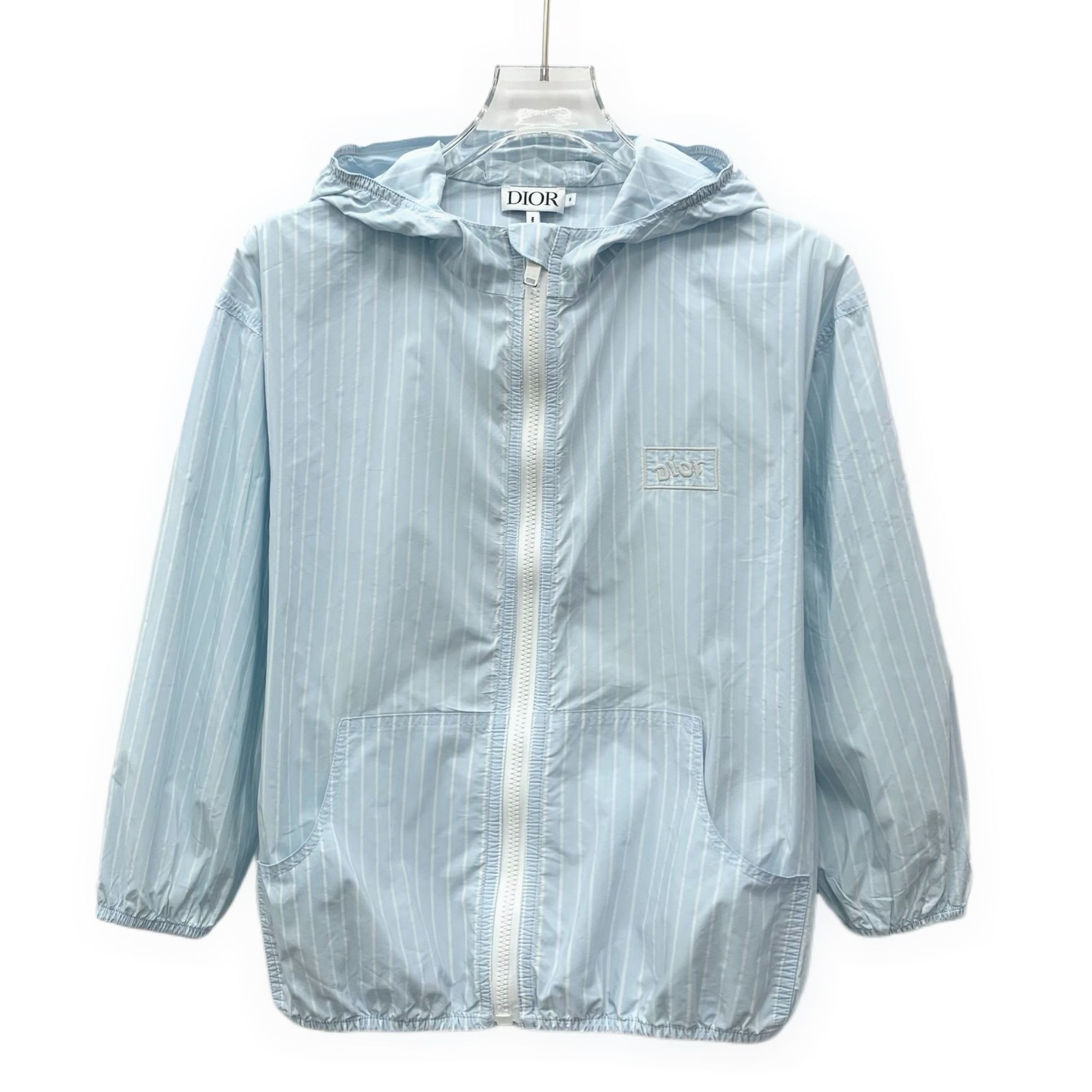 Dior Dior Light Blue Striped Hooded Cotton Blend Long-Sleeve Jack Size M / US 6-8 / IT 42-44 - 1 Thumbnail