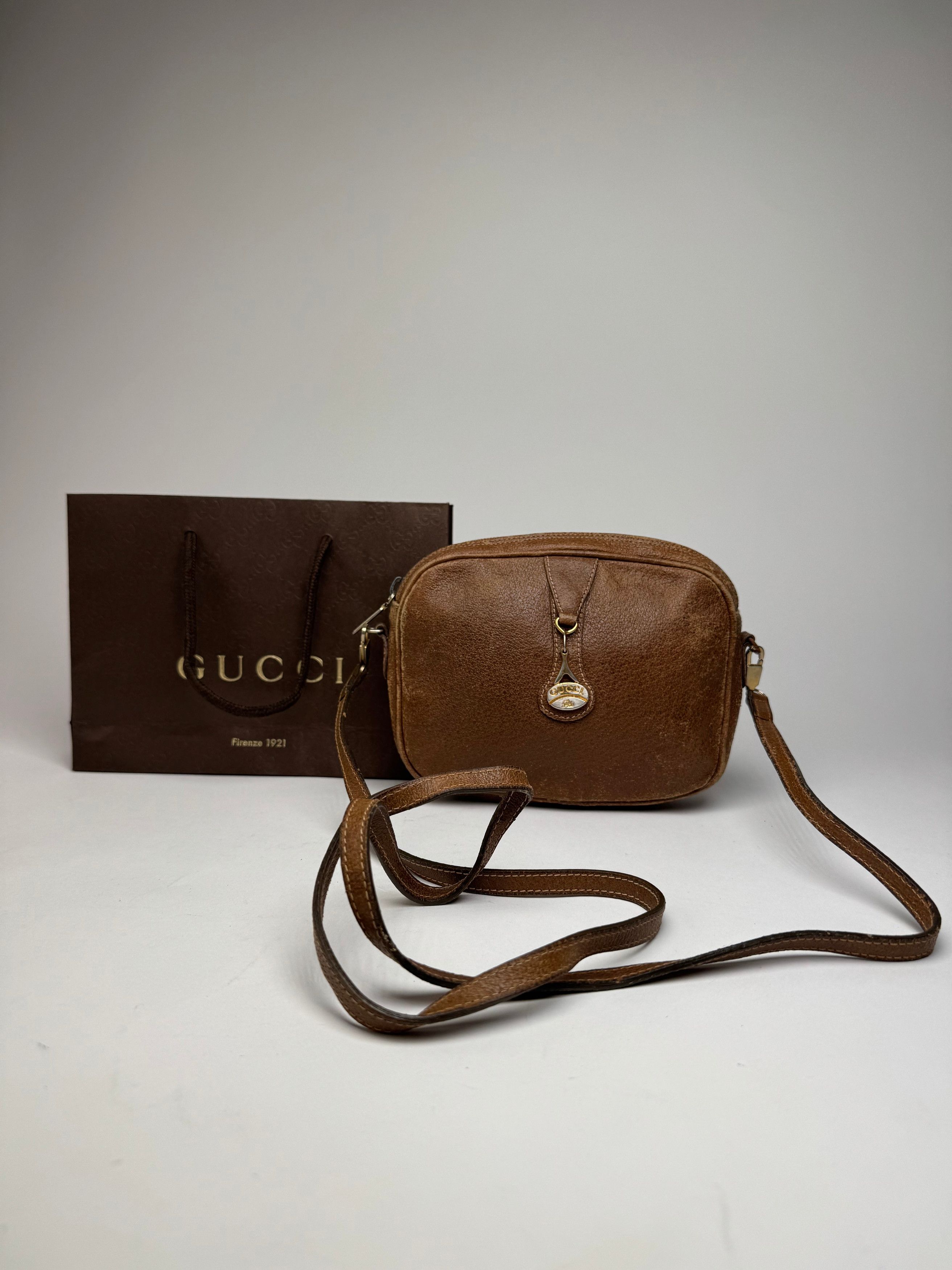 Gucci Vintage Leather Shoulder Bag Brown Size ONE SIZE - 1 Thumbnail