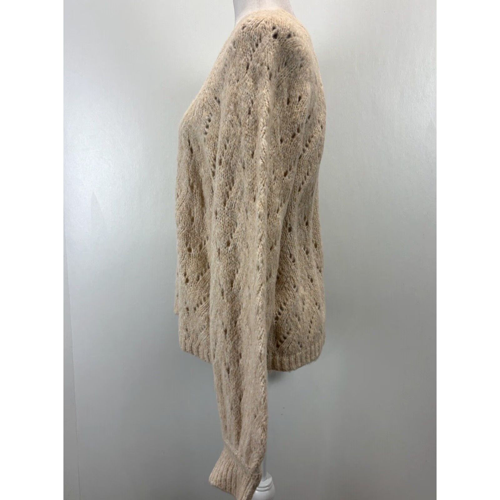 J.Crew VINTAGE J.CREW Women's Sweater XL Knit Crew Neck Wool Blend Long Sleeve Pullover Cream Size XL / US 12-14 / IT 48-50 - 2 Thumbnail