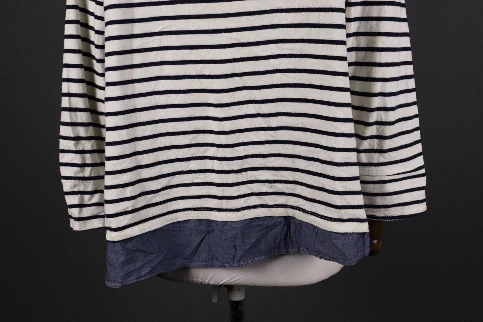 James Perse Per Se White Stripe Long Sleeve Knit Top Shirt Tunic Size L Size L / US 10 / IT 46 - 7 Thumbnail