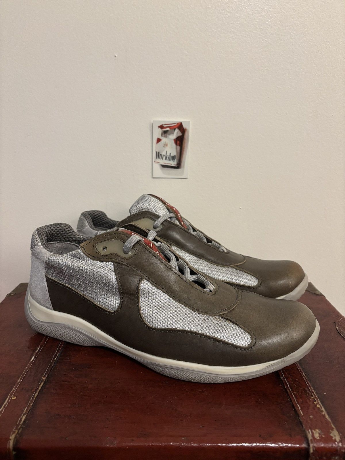 Prada Prada Olive Green Leather Americas Cups Size US 11 / EU 44 - 1 Thumbnail