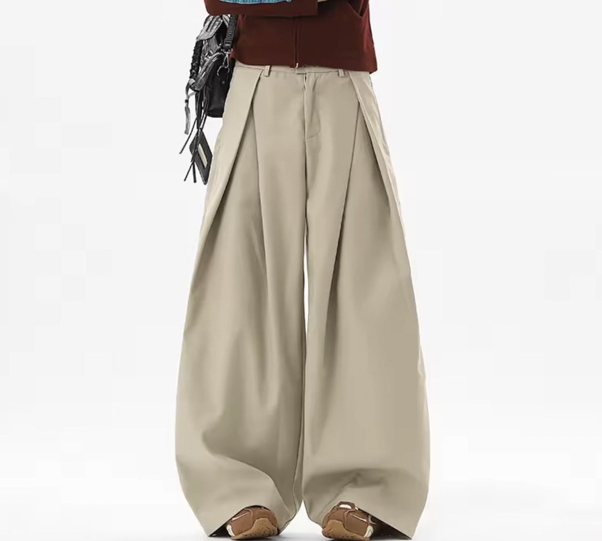Japanese Brand Ultra-Wide Leg High-Waisted Pleated Trousers Size US 35 - 3 Thumbnail