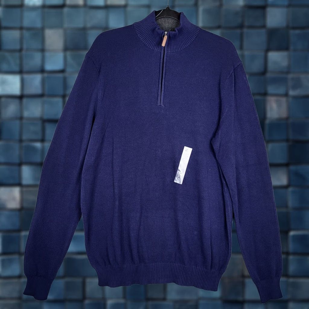 Club Room Club Room Men’s Navy Blue 1/4 Zip Long Sleeve Solid Cotton Sweater L New Size US L / EU 52-54 / 3 - 1 Thumbnail
