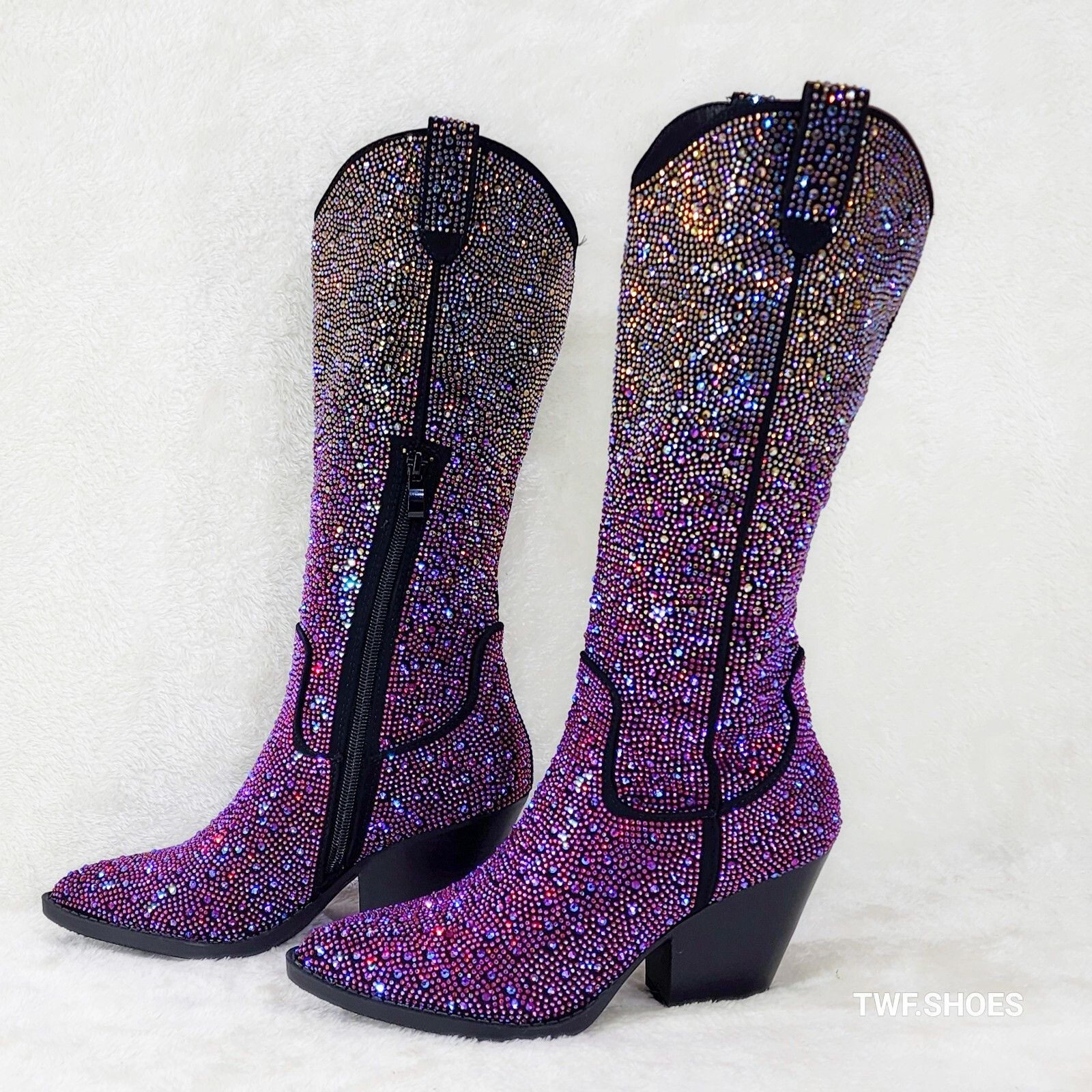Other Wild Ones Glamour Cowboy Purple Multi Ombre Rhinestone Cowgi Size US 5.5 / IT 35.5 - 6 Thumbnail