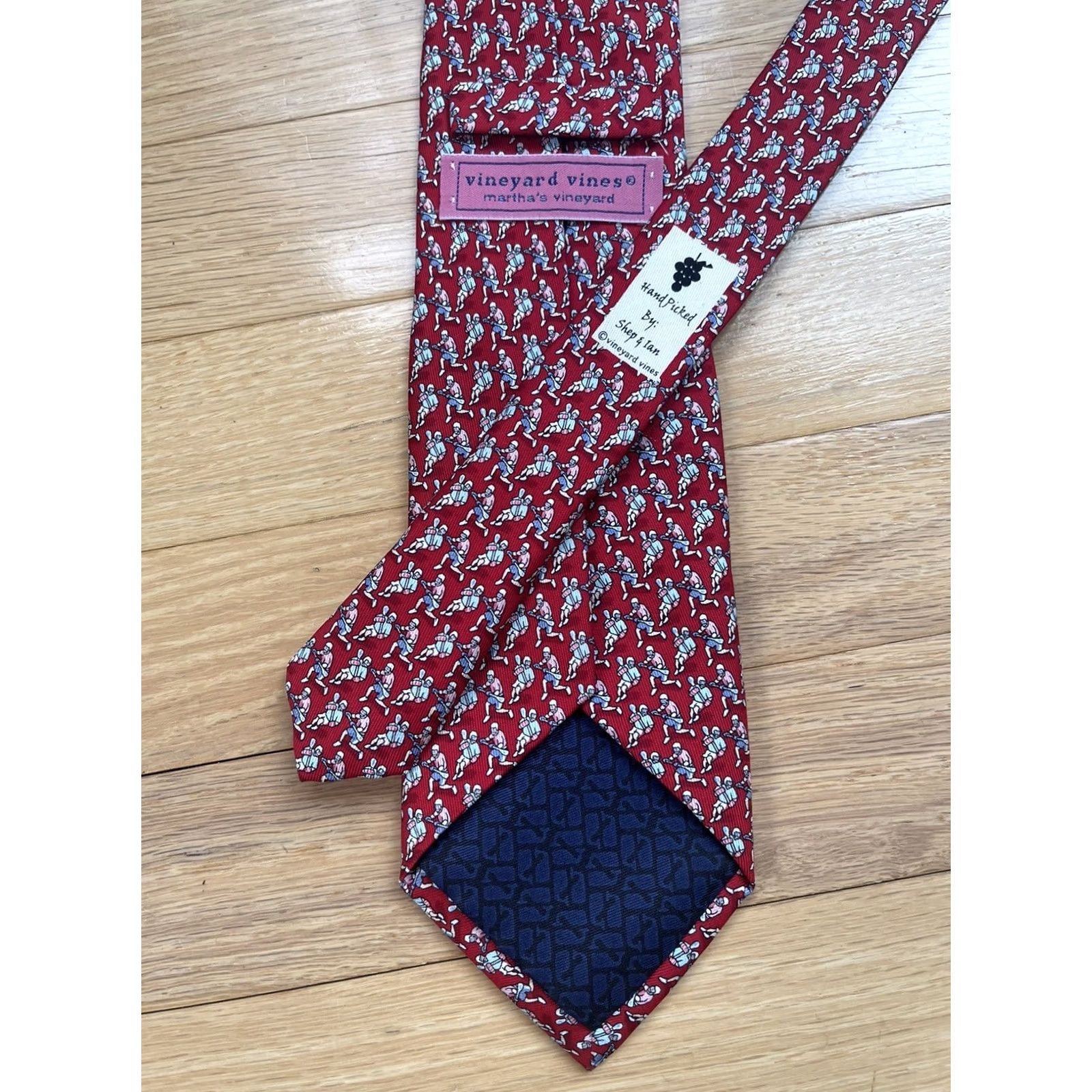 Vineyard Vines Vineyard Vines Preppy Lacrosse Lax Players Silk Neck Tie Red Made in USA Men's Size ONE SIZE - 2 Thumbnail