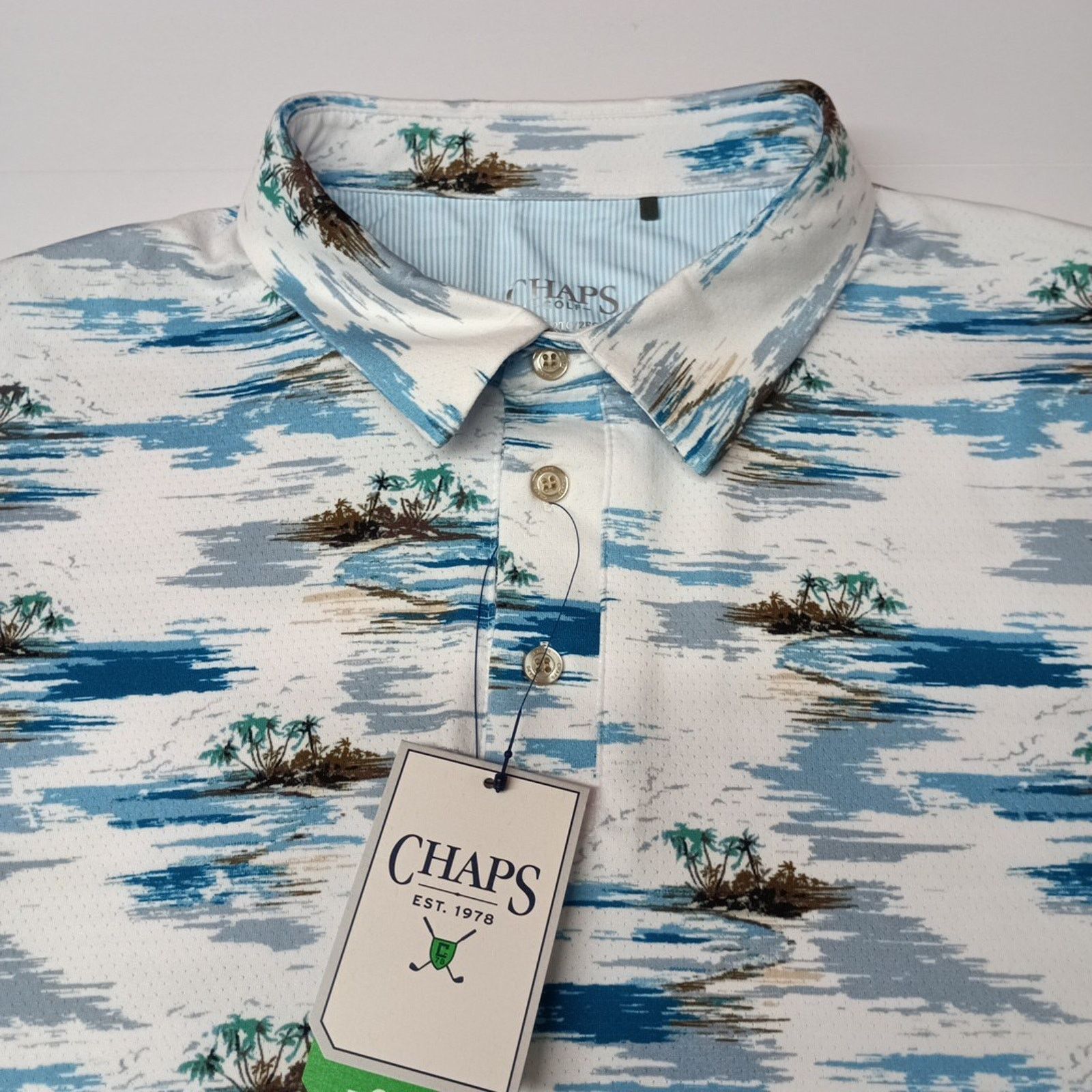 Chaps Chaps Printed Golf Polo Shirt Men's Size 2XL White Stretch Size US XXL / EU 58 / 5 - 2 Thumbnail