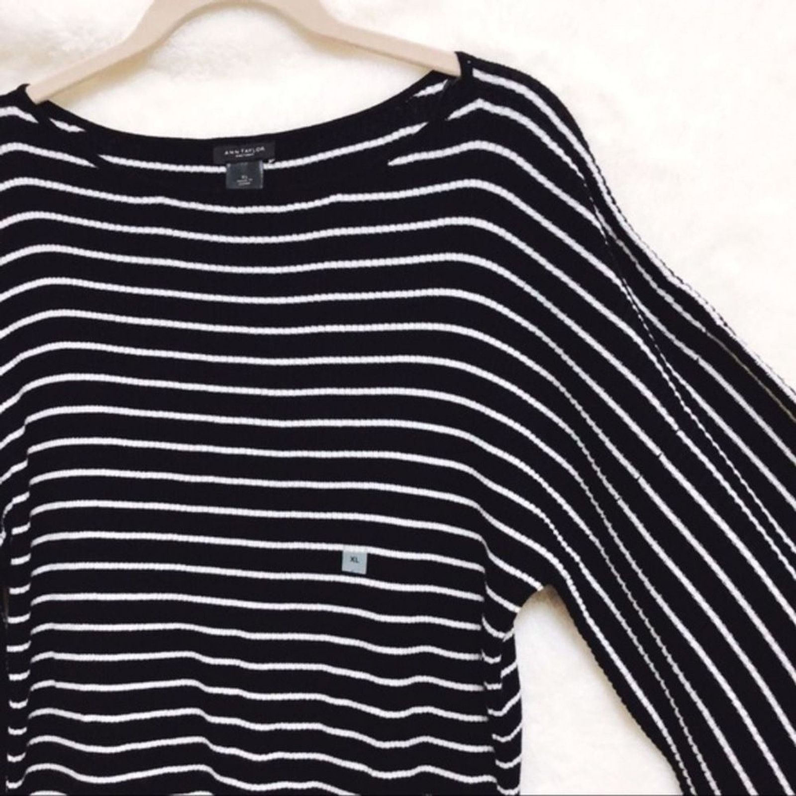 Ann Taylor Ann Taylor Black & White Striped Wide Sleeve Top Size M / US 6-8 / IT 42-44 - 6 Thumbnail