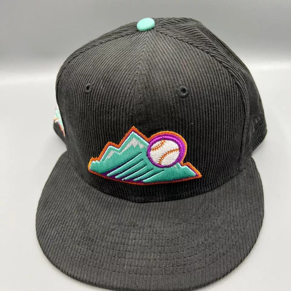New Era Colorado Rockies Hat Men 7 5/8 Black Corduroy Fitted Cap Size ONE SIZE - 2 Thumbnail