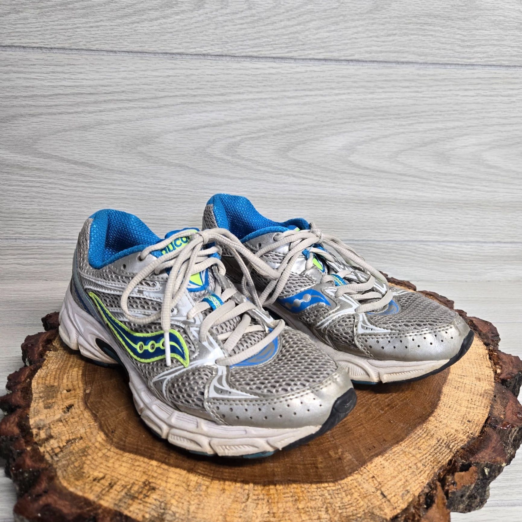 Saucony Saucony Cohesion 6 Running Shoes Women's US 8 White Steel Blue Lime Athletic Shoes Size US 8 / IT 38 - 2 Thumbnail