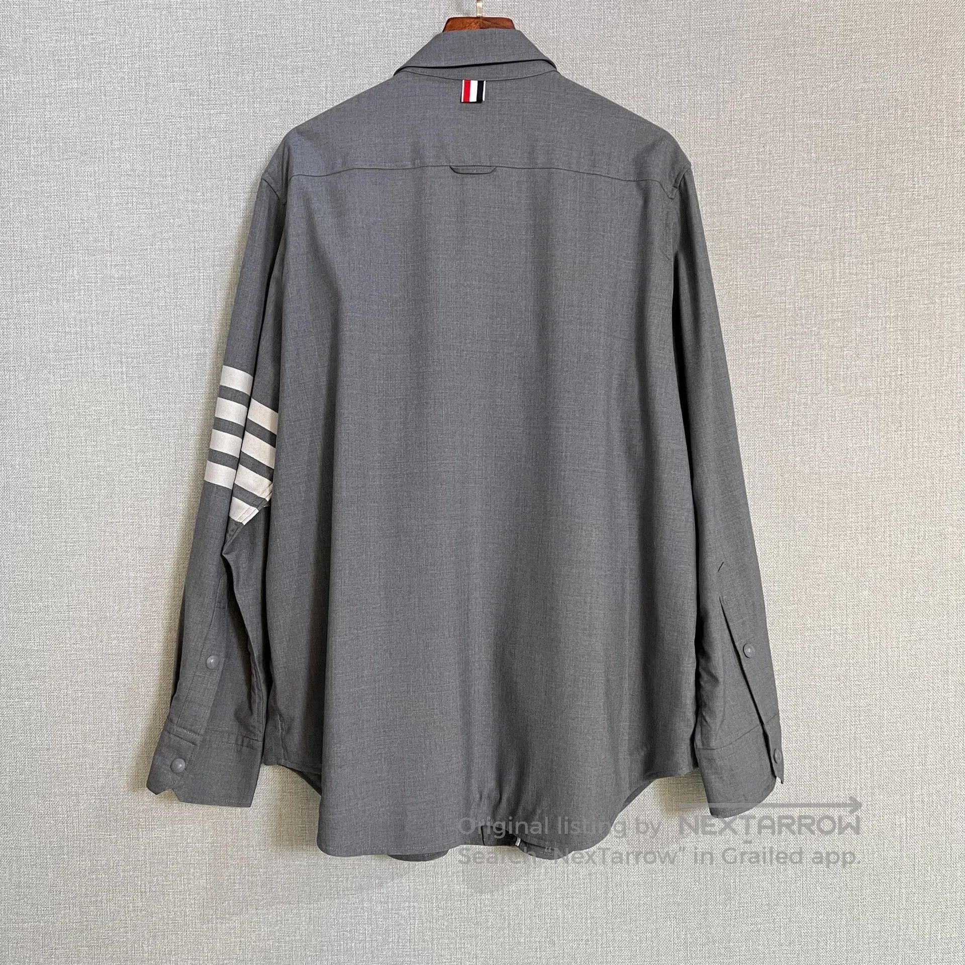 Thom Browne Thom Browne Gray Wool Stripe Shirt Jacket. Size US L / EU 52-54 / 3 - 2 Thumbnail