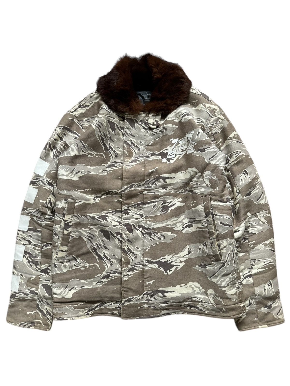 image of Undercover Aw01 “D.a.v.f” Tiger Camo Fur Lined Jacket, Men's (Size Medium)
