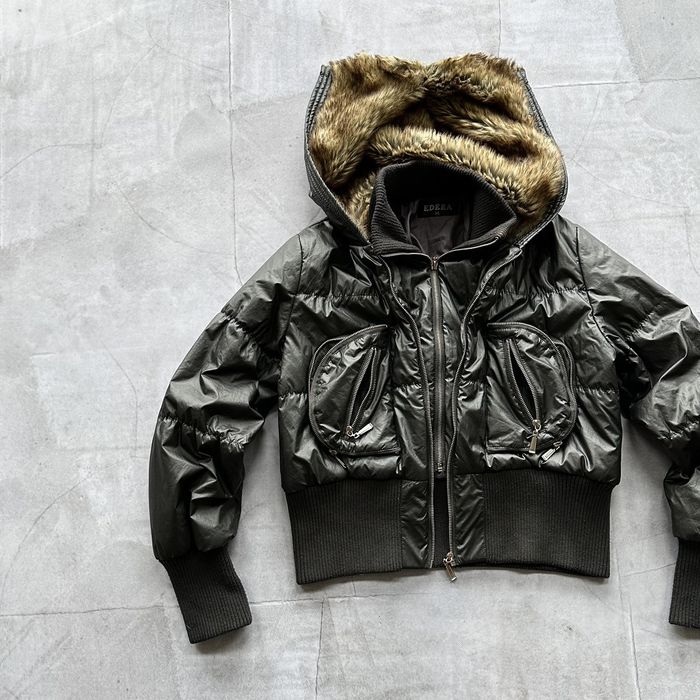 Diesel 00s Multi Pocket Faux Fur Down Jacket Military Y2K Ma 1