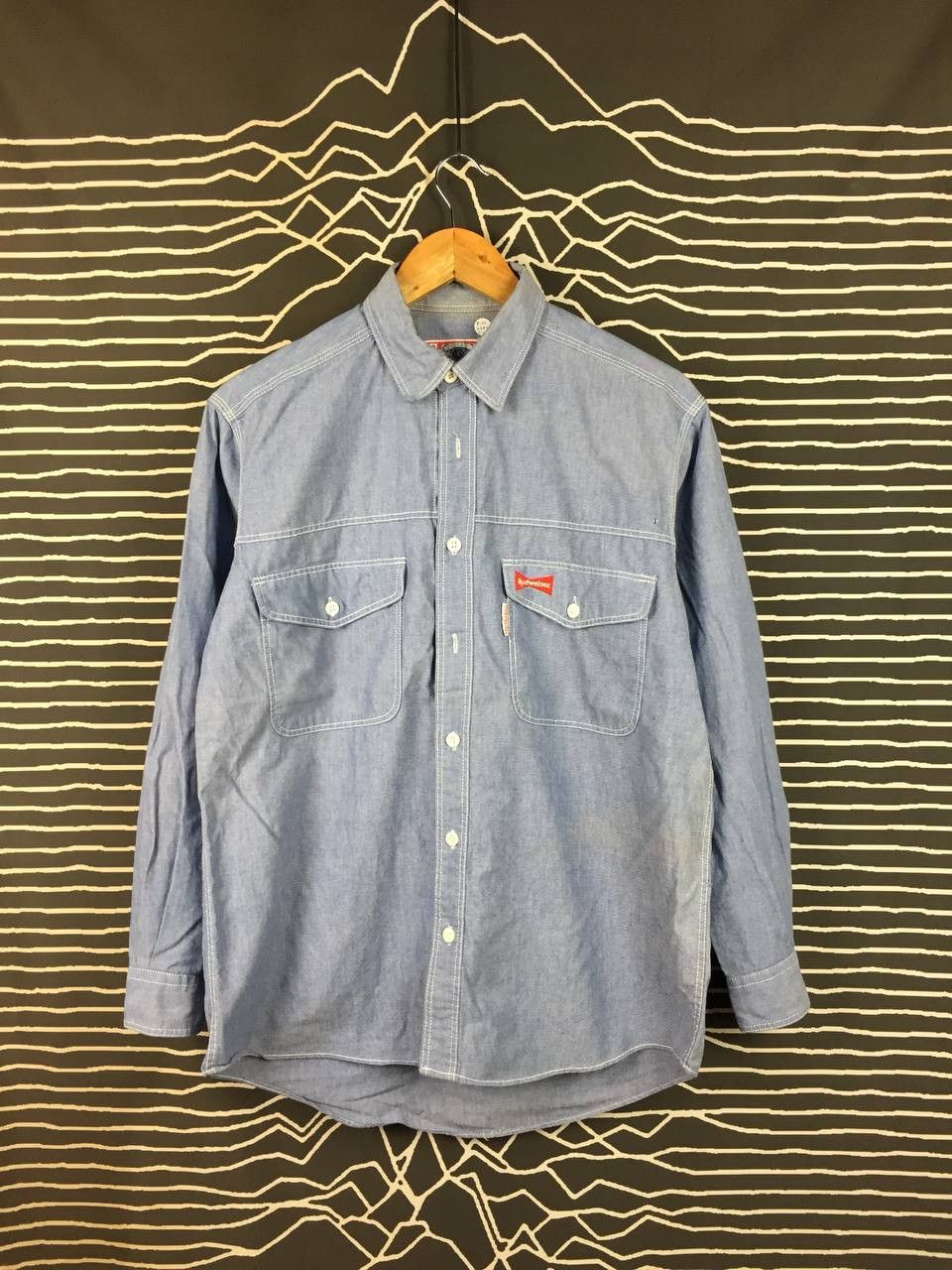 Budweiser Vtg 90s Budweiser Chambray Workwear Button Up Shirt Size US M / EU 48-50 / 2 - 2 Thumbnail