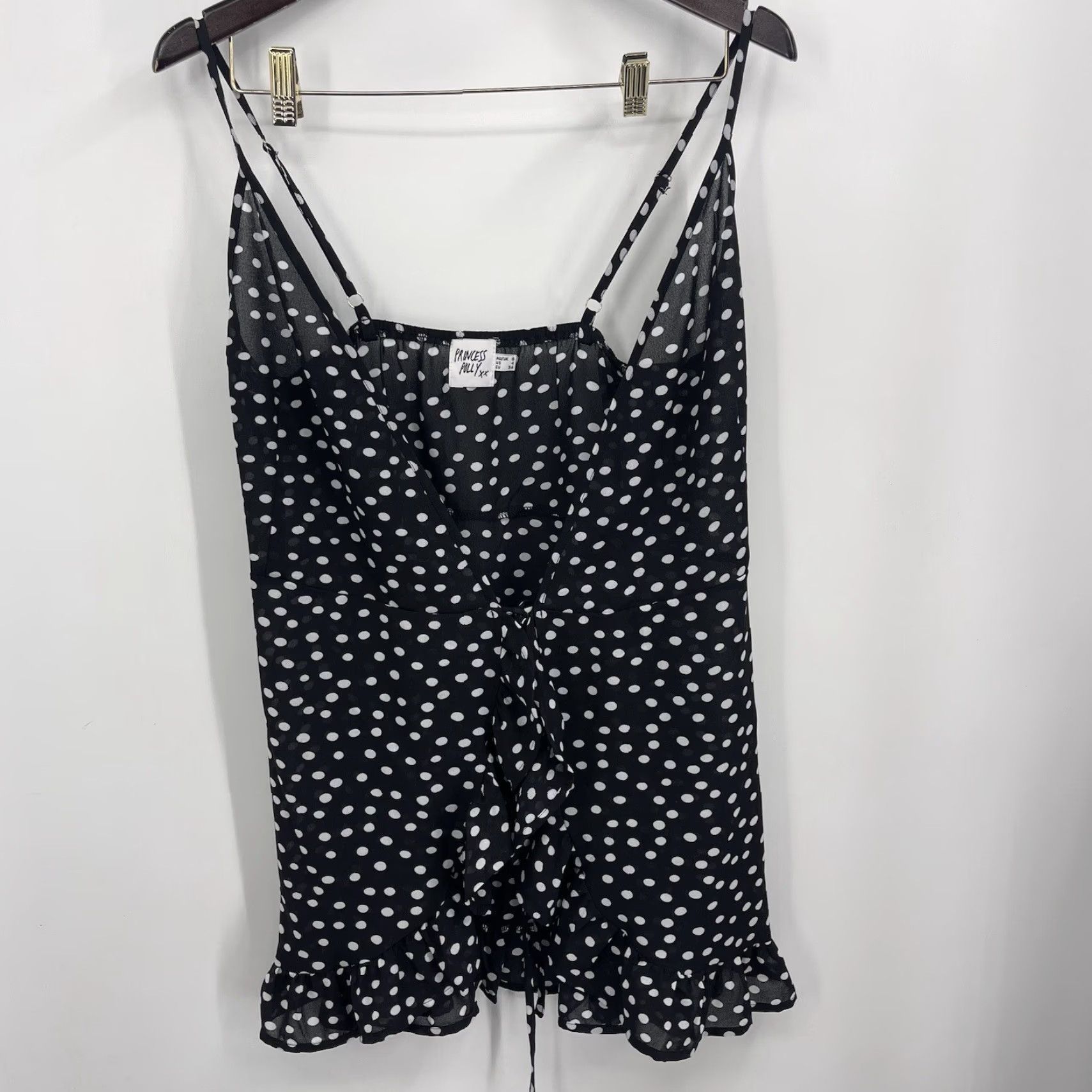PRINCESS POLLY Princess Polly My Jewel Mini Dress Womens 4 Wrap Ruffle Polka Dot y2k 90s Slip Dress Bohemian 90s Womens Size S / US 4 / IT 40 - 5 Thumbnail