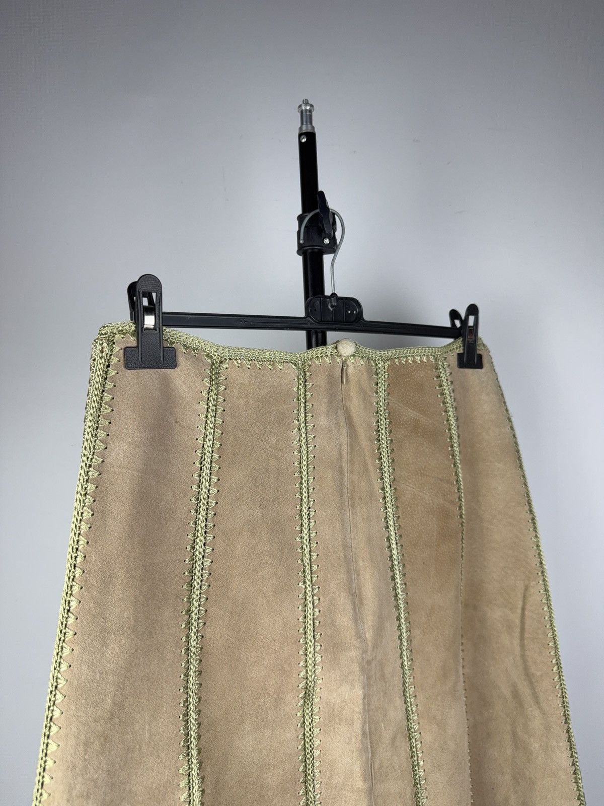 Genuine Leather Retro Rem Jorgensen Suede Skirt Boho 70sAvant Garde Style XL Size 31" - 5 Thumbnail
