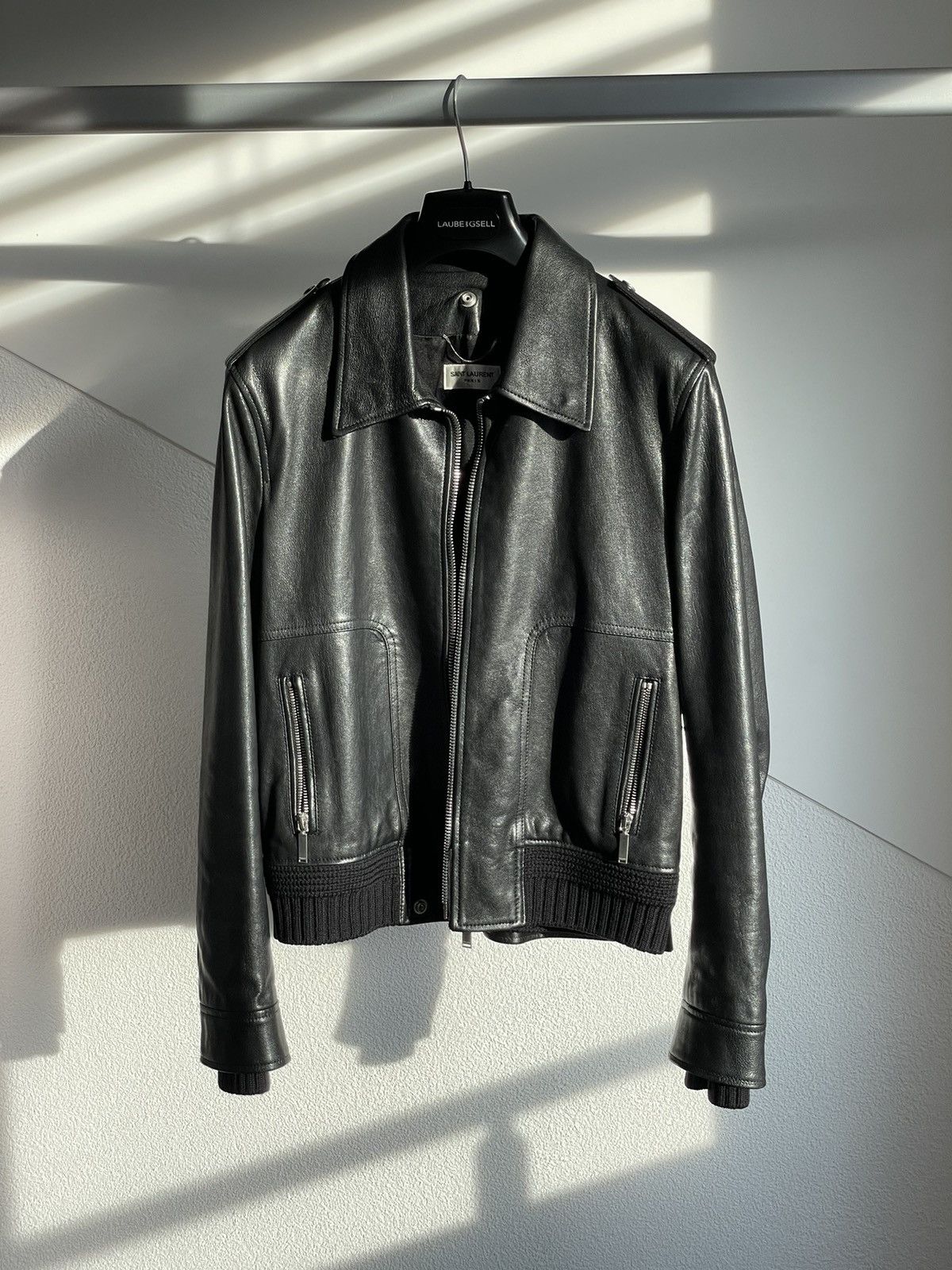 Saint Laurent Paris Saint Laurent Shearling Collar Leather