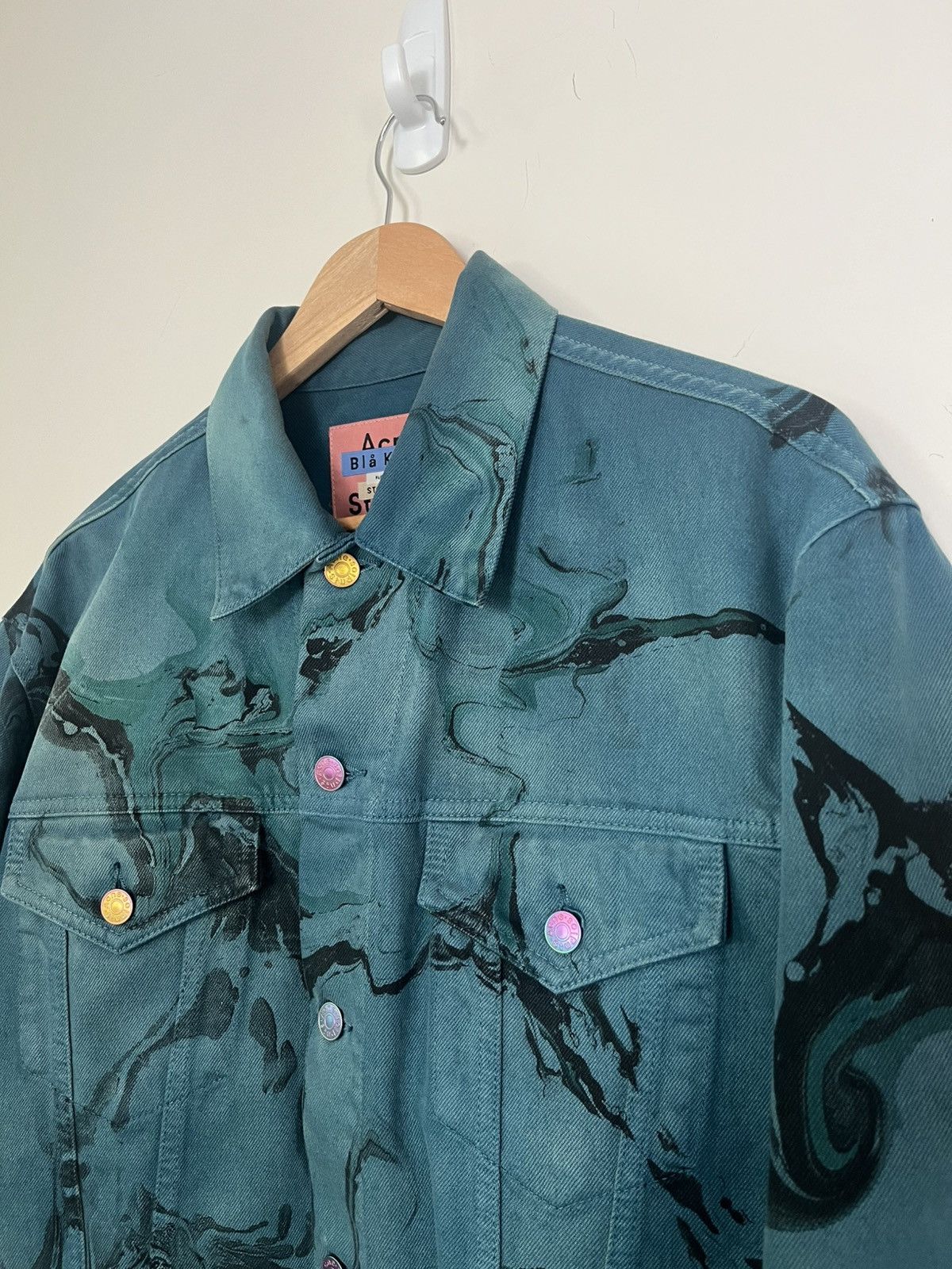 Acne Studios Rare Acne Studios Bla Konst 1998 Swirl Ocean Denim Jacket Size US M / EU 48-50 / 2 - 3 Thumbnail