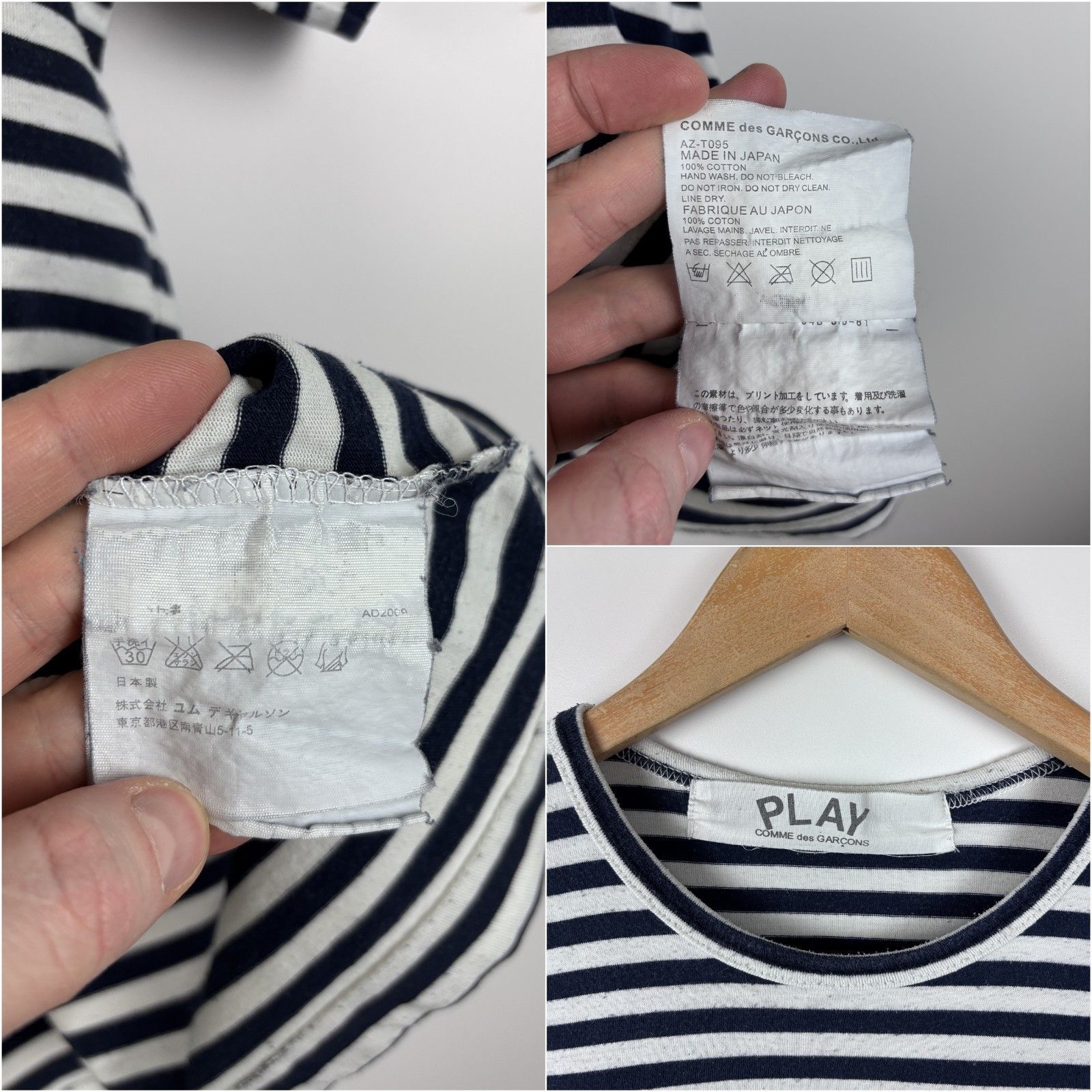 Comme des Garcons PLAY Comme Des Garcons Play Striped T-Shirt White Blue Size ~M Size M / US 6-8 / IT 42-44 - 7 Thumbnail