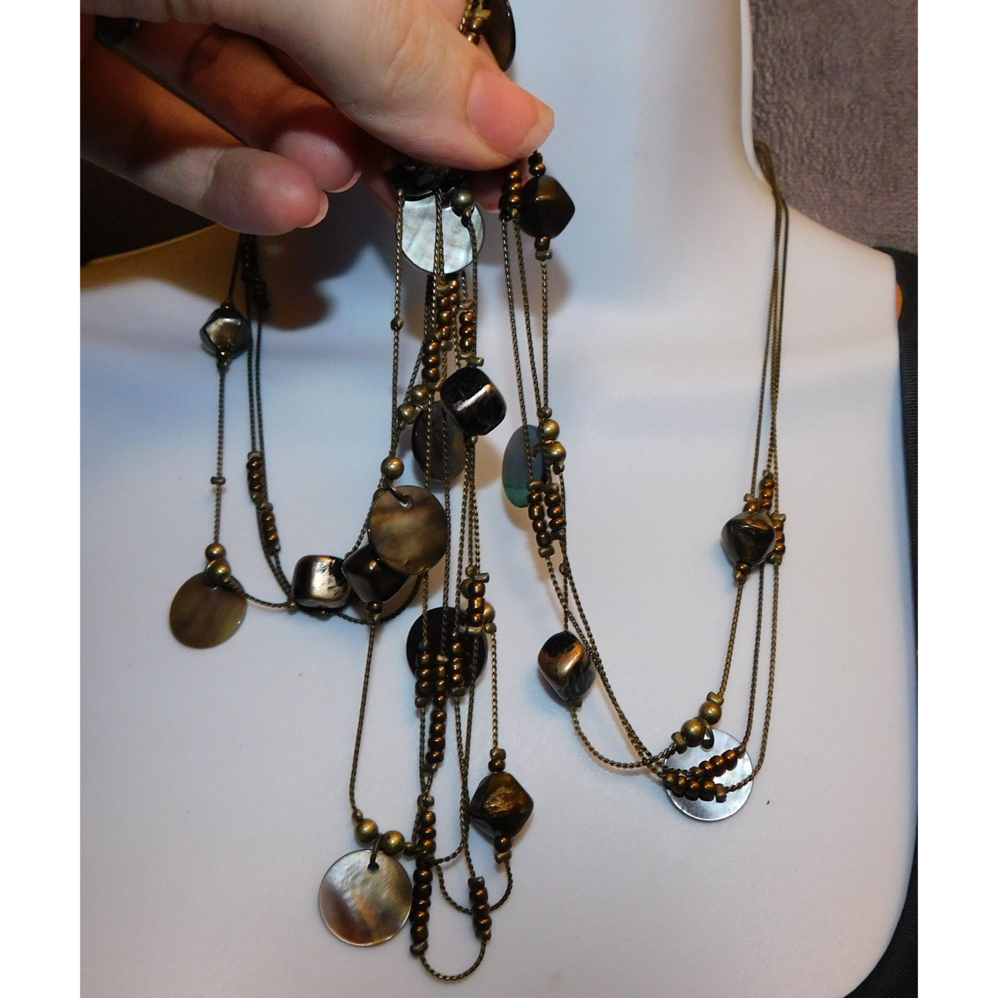 Other Multilayer Shell Disc Beaded Layered Station Necklace Size ONE SIZE - 3 Thumbnail