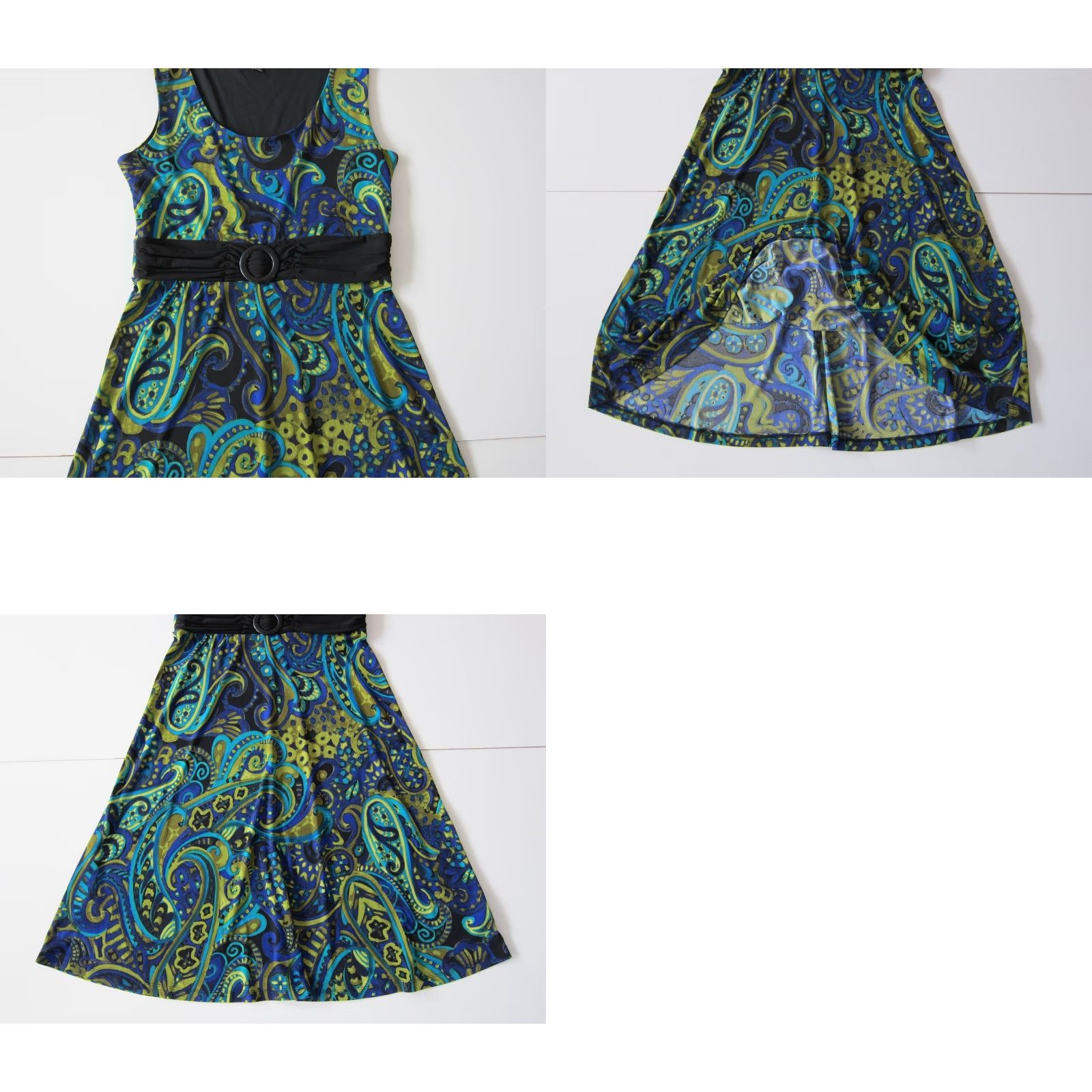 Vintage R&K Blue Green Black Yellow Stretch Sleeveless Empire Waist Tank Dress Small Size S / US 4 / IT 40 - 8 Thumbnail