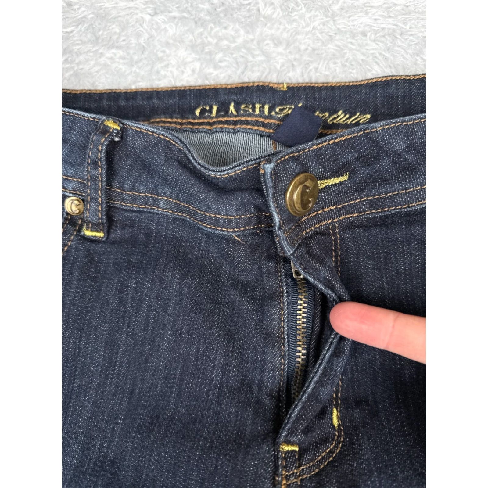 Denime Clash Jeans Womens 15 Blue Dark Denim Bootcut Mid Rise Cotton 33x31 Size 36" / US 14 / IT 50 - 5 Thumbnail