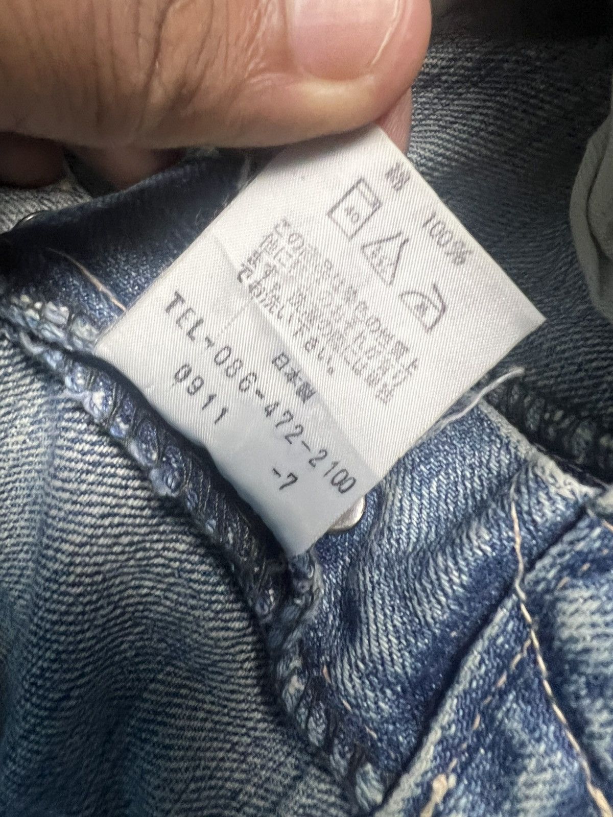 OMNIGOD VTG OMNIGOD Japan Distressed Thrashed Selvage Denim Jean(47) Size US 33 - 10 Thumbnail