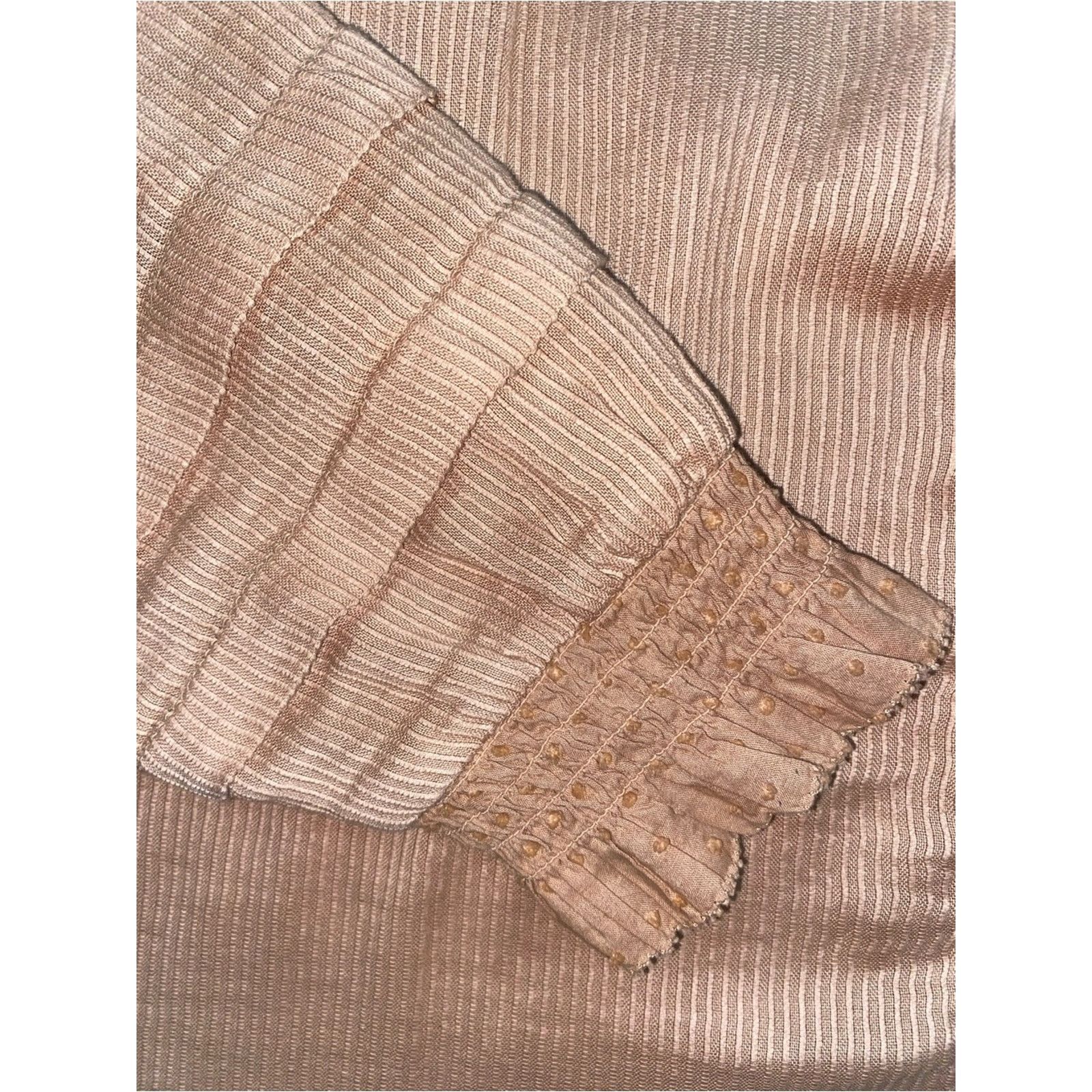 Quince Quince $158 Organic Textured Cotton Peasant Blouse Large EUC Size L / US 10 / IT 46 - 4 Thumbnail