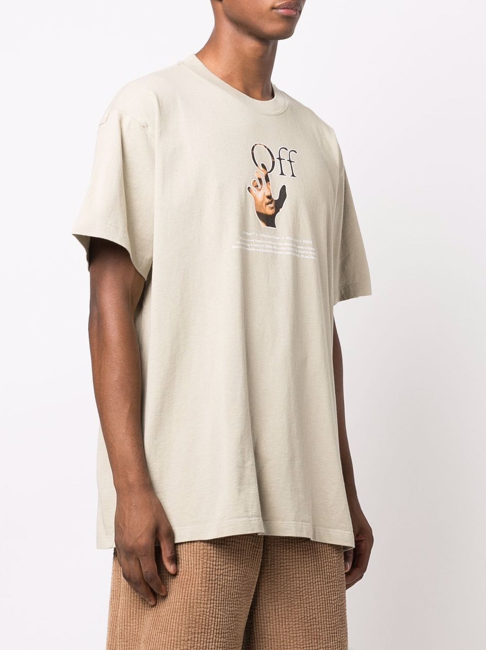 Off-White Beige Caravaggio Hand Off Logo Oversized T-shirt Size US S / EU 44-46 / 1 - 2 Thumbnail