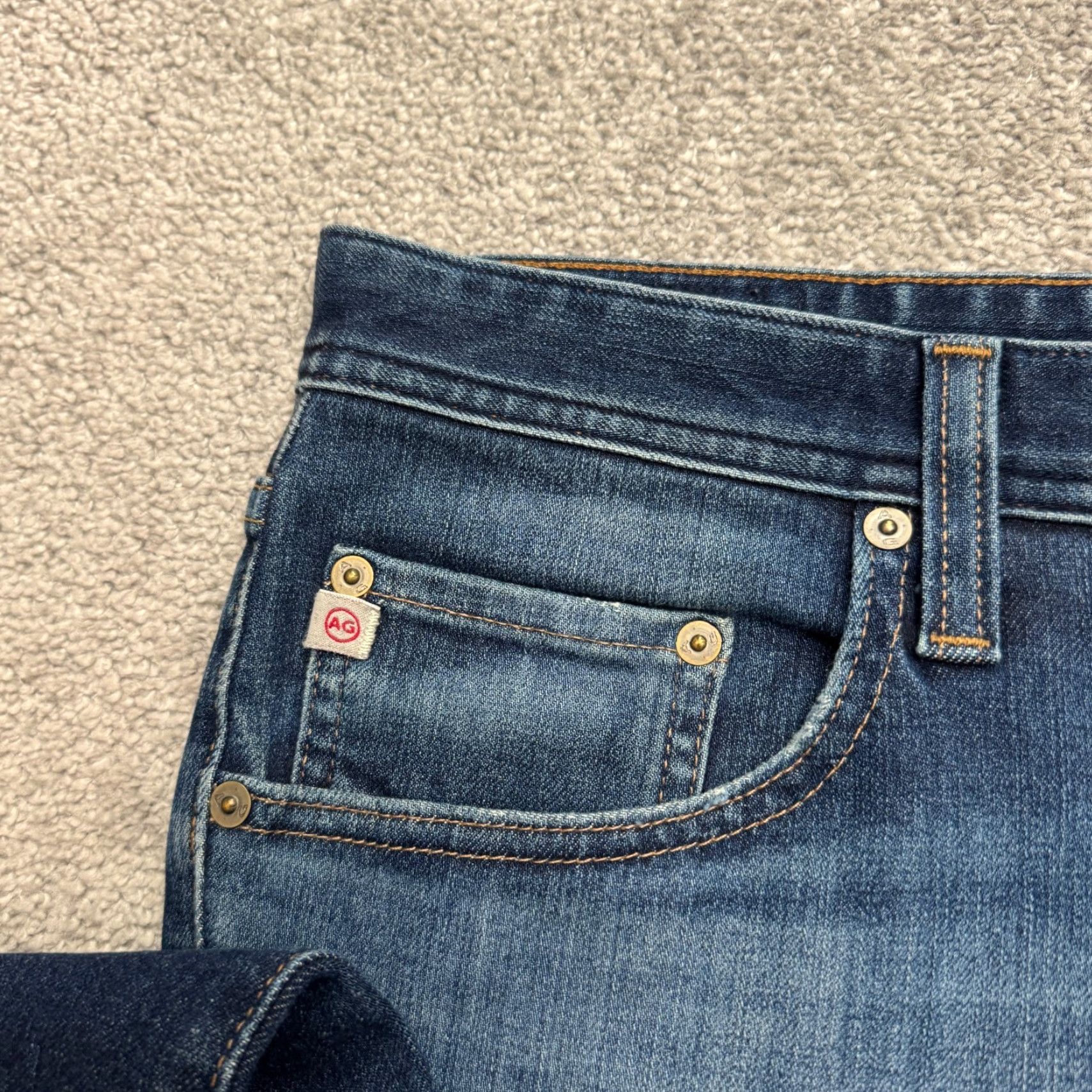 Vintage AG Adriano Goldschmied The Matchbox Jeans Mens 38x31 Slim Straight Blue Denim Cotton Blend 5-Pocket USA Classic Designer Size US 38 / EU 54 - 5 Thumbnail