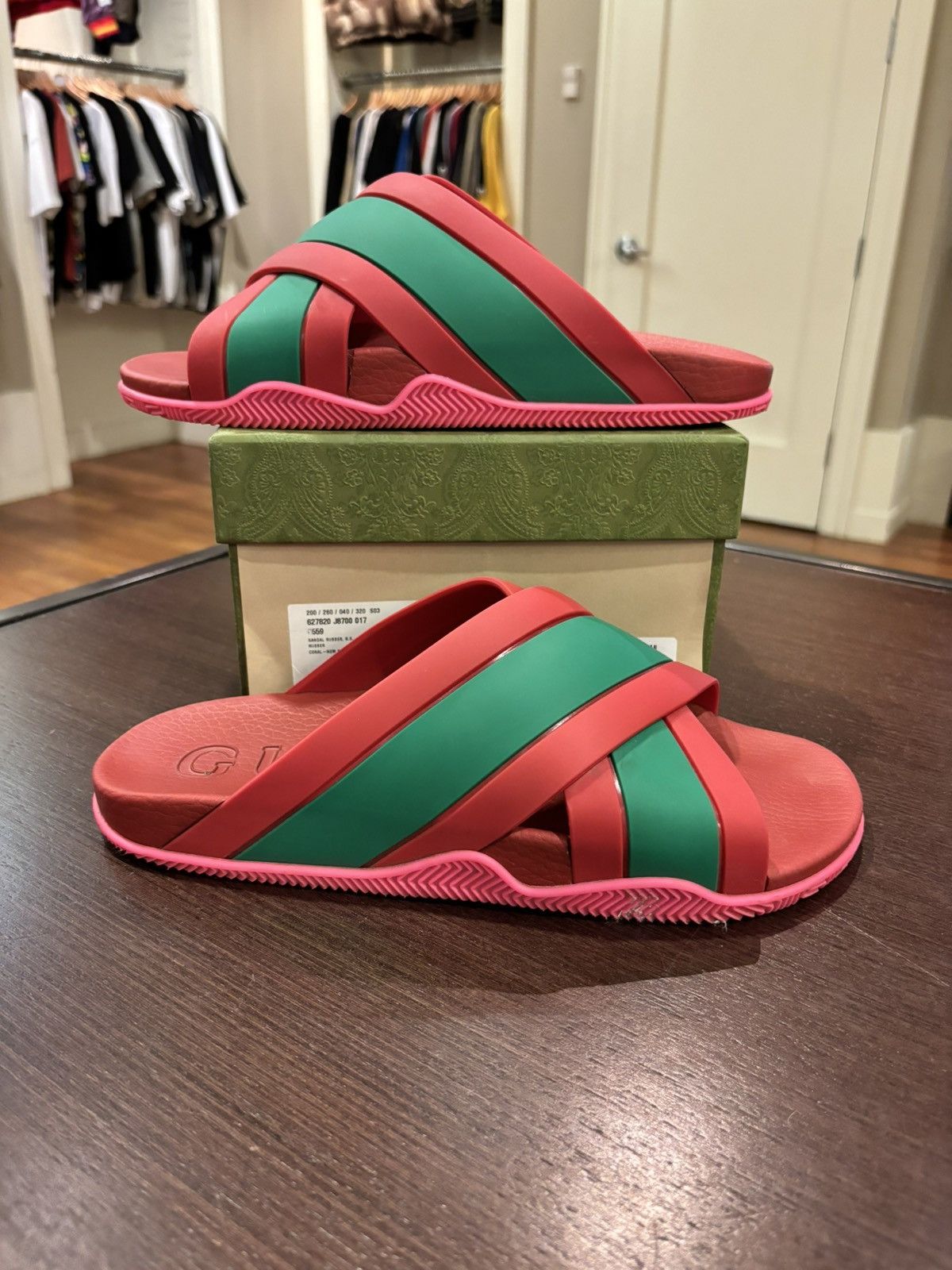 Gucci Gucci Web Slide 'Pink Rubber' | Grailed