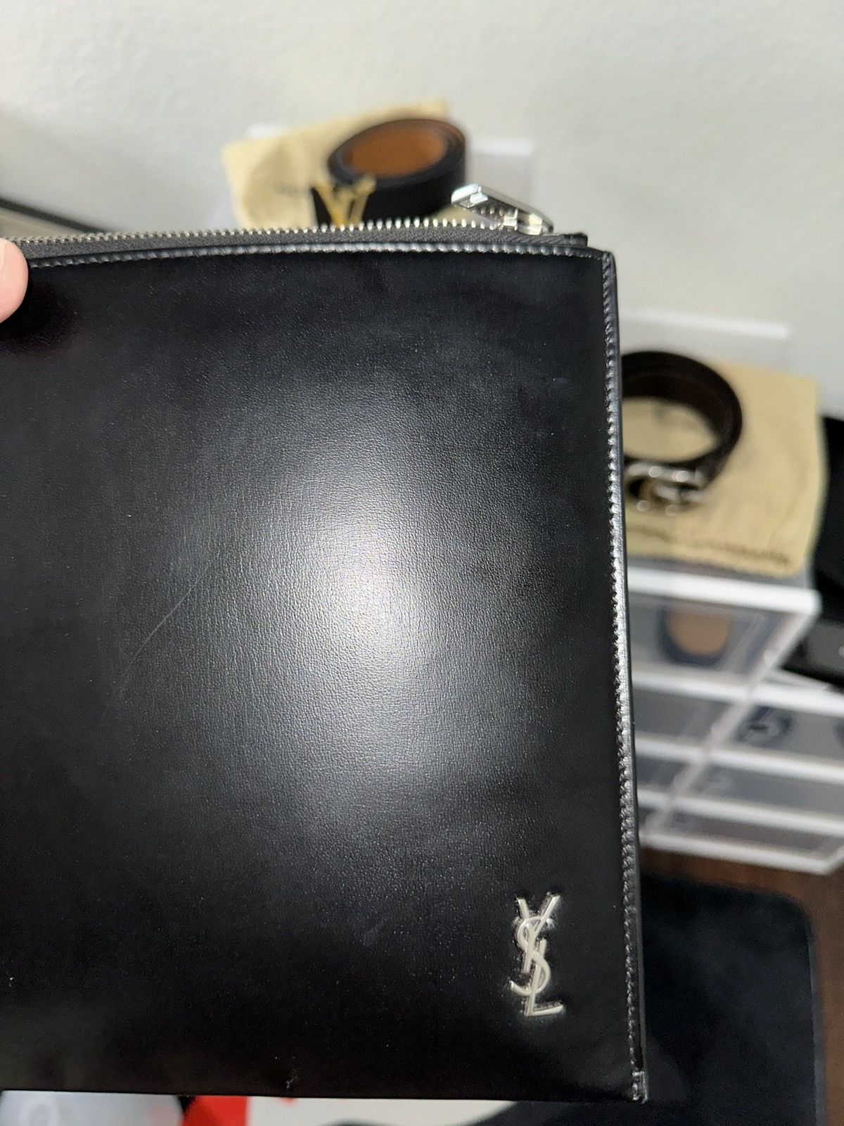 Saint Laurent Paris × Yves Saint Laurent Saint Laurent Matte Leather Tiny Monogram Zip Holder Size ONE SIZE - 3 Thumbnail