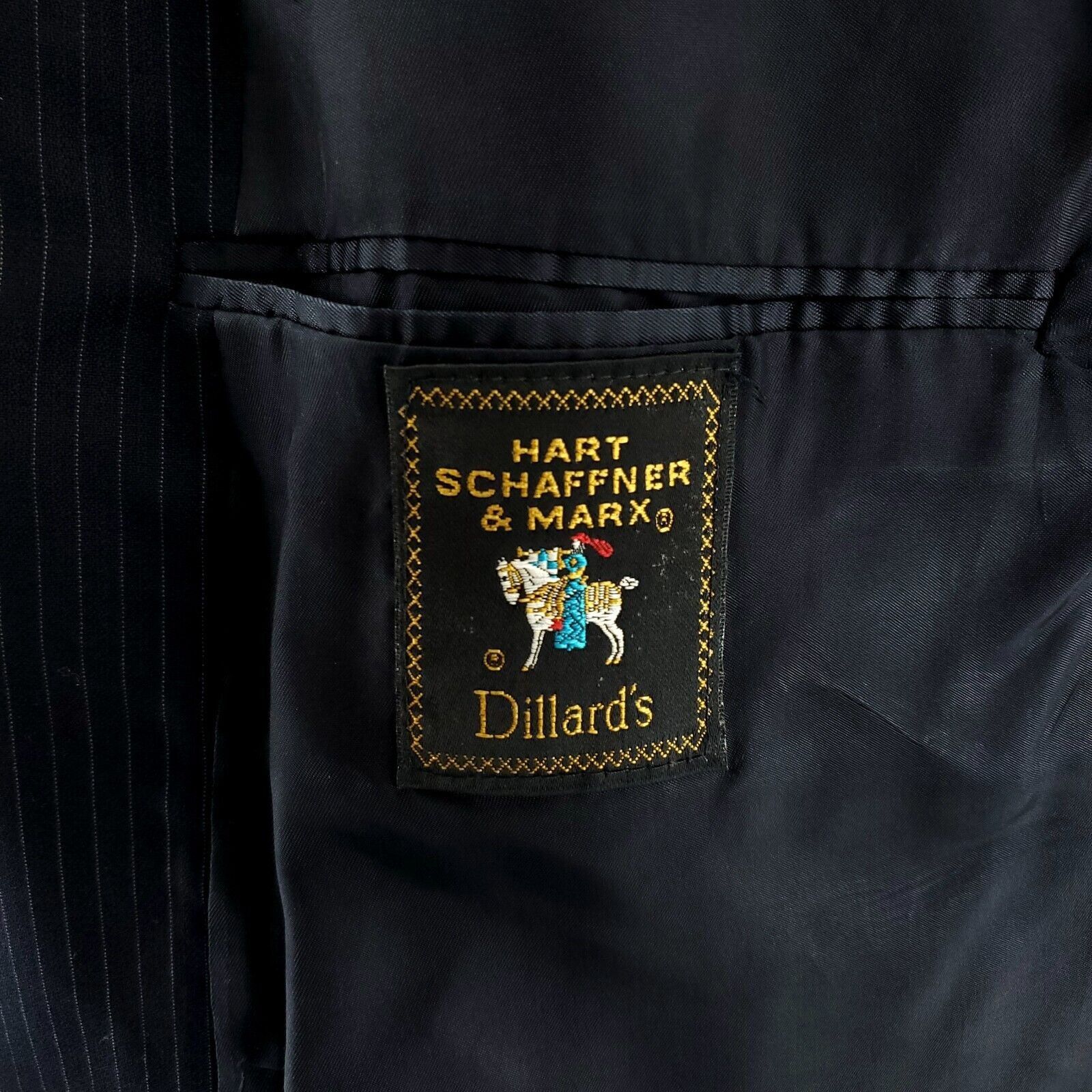 Hart Schaffner Marx DAMAGED Hart Schaffner Marx Wool 3 Button Suit Jacket 46L Bl Size 46L - 7 Thumbnail