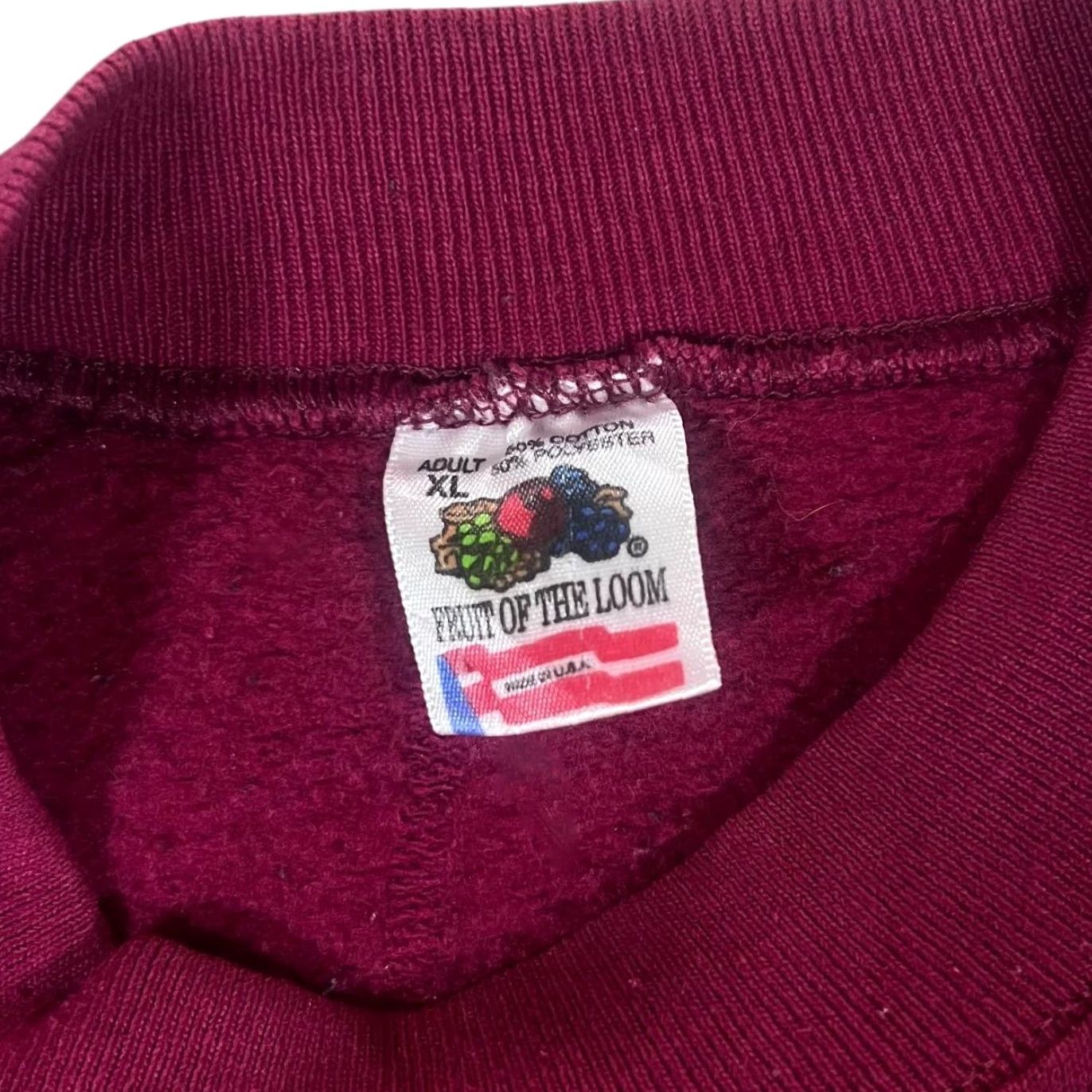 Fruit Of The Loom VINTAGE 90's Florida State Seminoles College Spellout Graphic Sweatshirt Mens M Burgundy Red Crewneck Pullover 90s Graphic Spellout Front Size US M / EU 48-50 / 2 - 5 Thumbnail