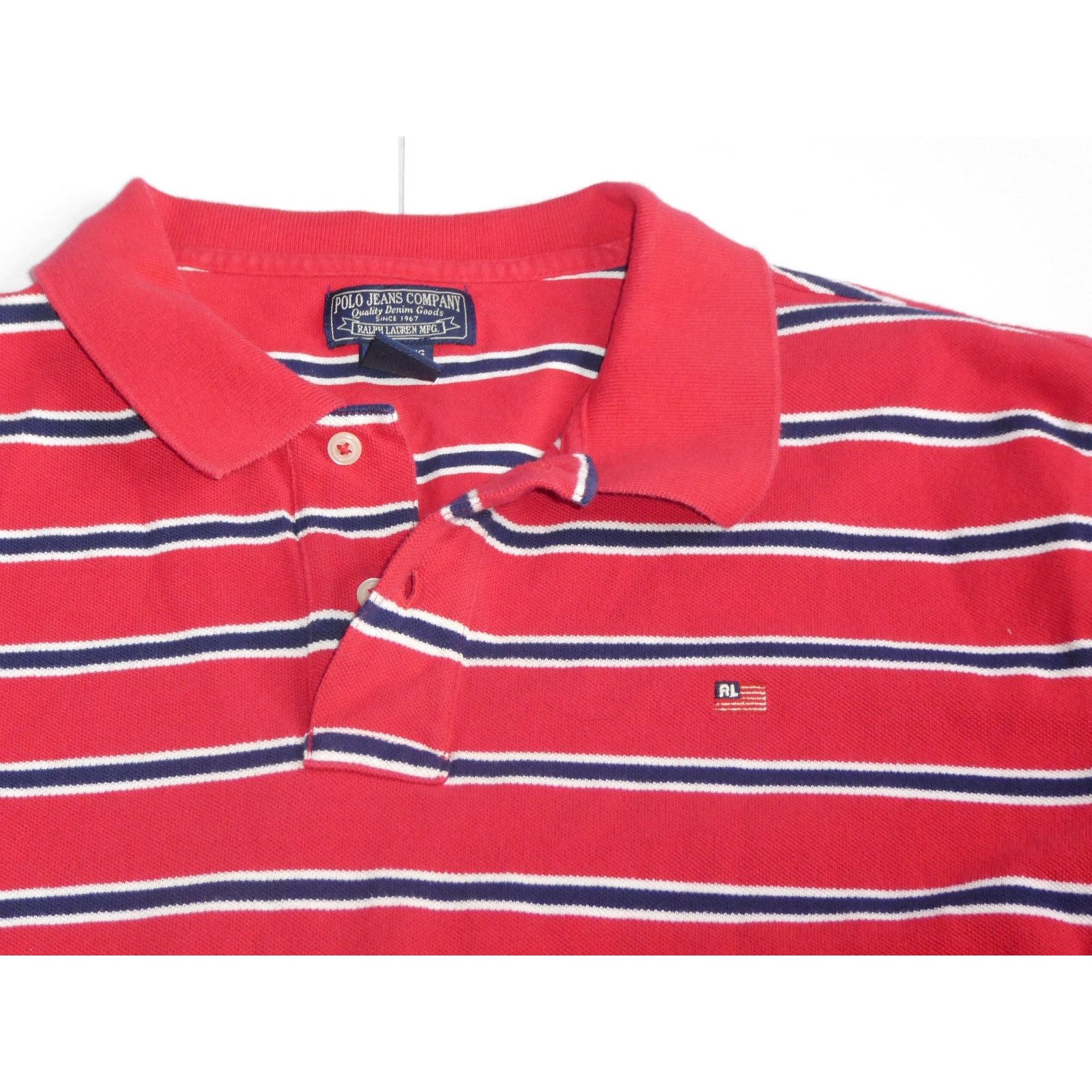 Polo Ralph Lauren vintage POLO JEANS COMPANY, RALPH LAUREN polo shirt, red, XL Size US XL / EU 56 / 4 - 2 Thumbnail