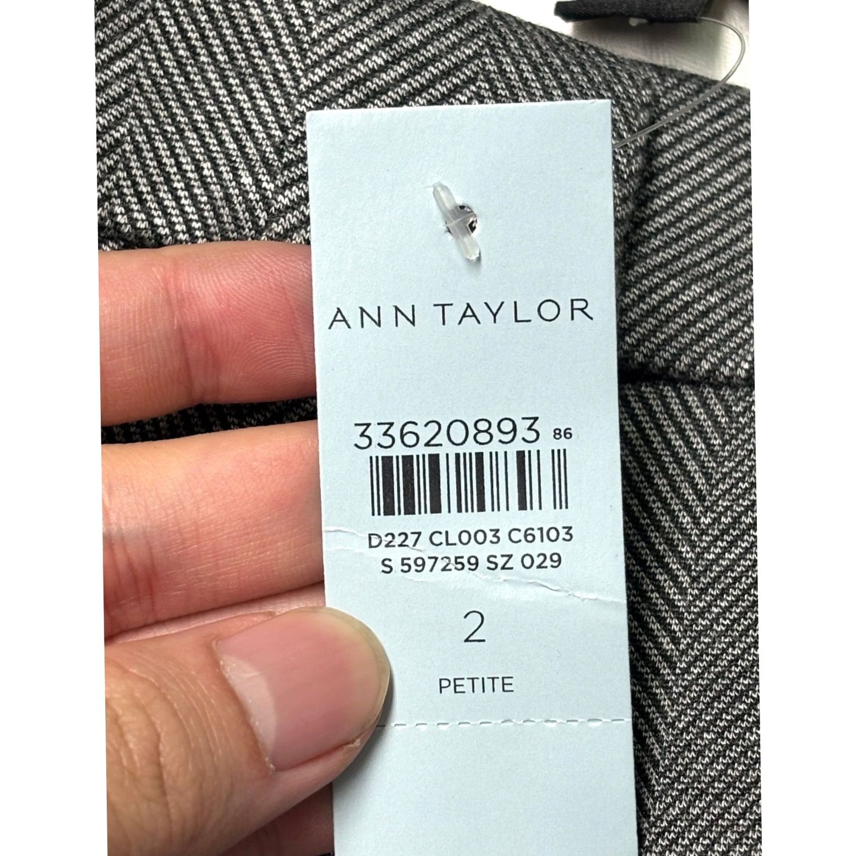 Ann Taylor Ann Taylor Pants Womens 2P Gray NWT The Straight Grey Herringbone Mid Rise W29 L29 Size 26" / US 2 / IT 38 - 3 Thumbnail