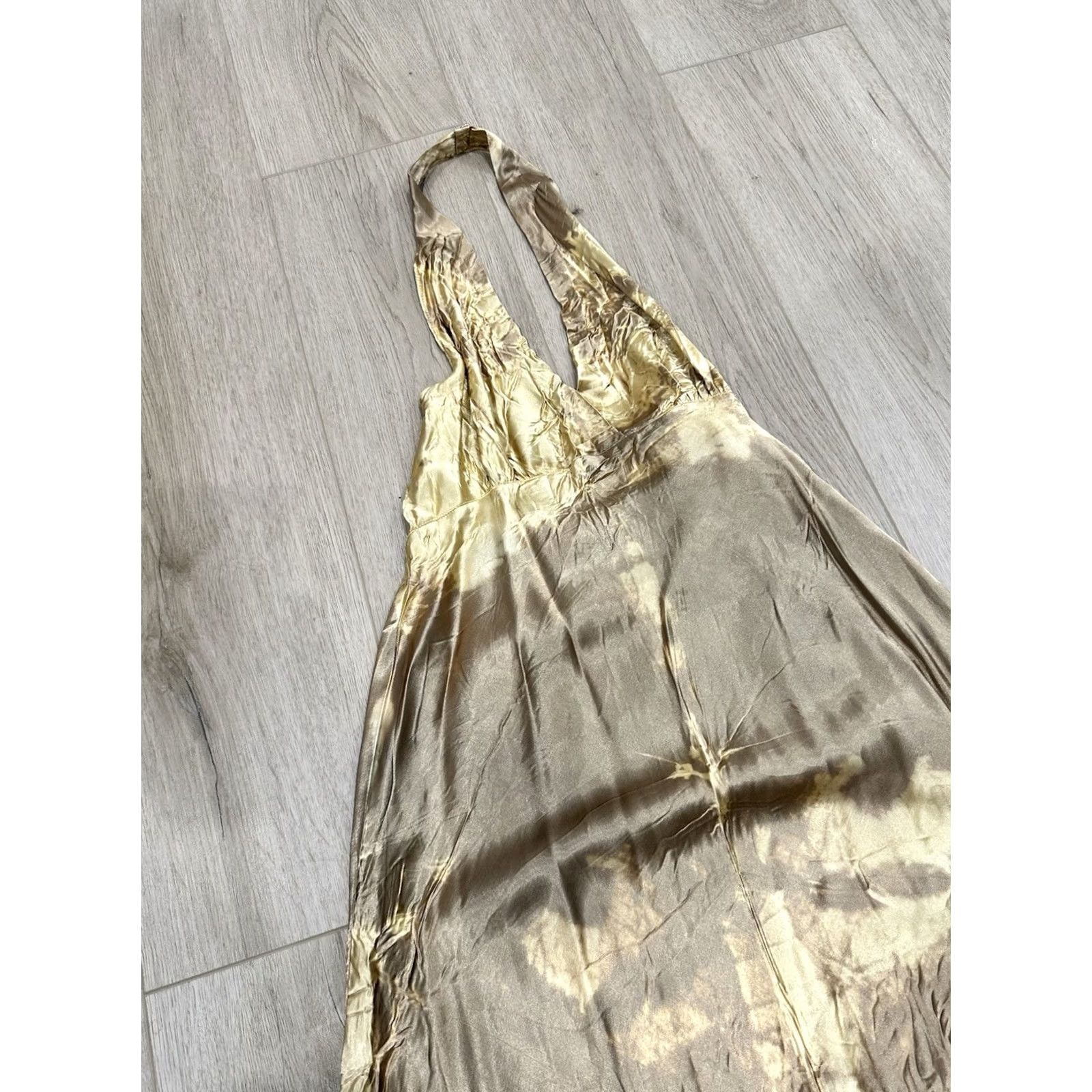 Vintage VINTAGE Momo Falana Dress Women's Long Sleeveless Hand Dyed Rayon Gold "Empire" Small Size S / US 4 / IT 40 - 6 Thumbnail